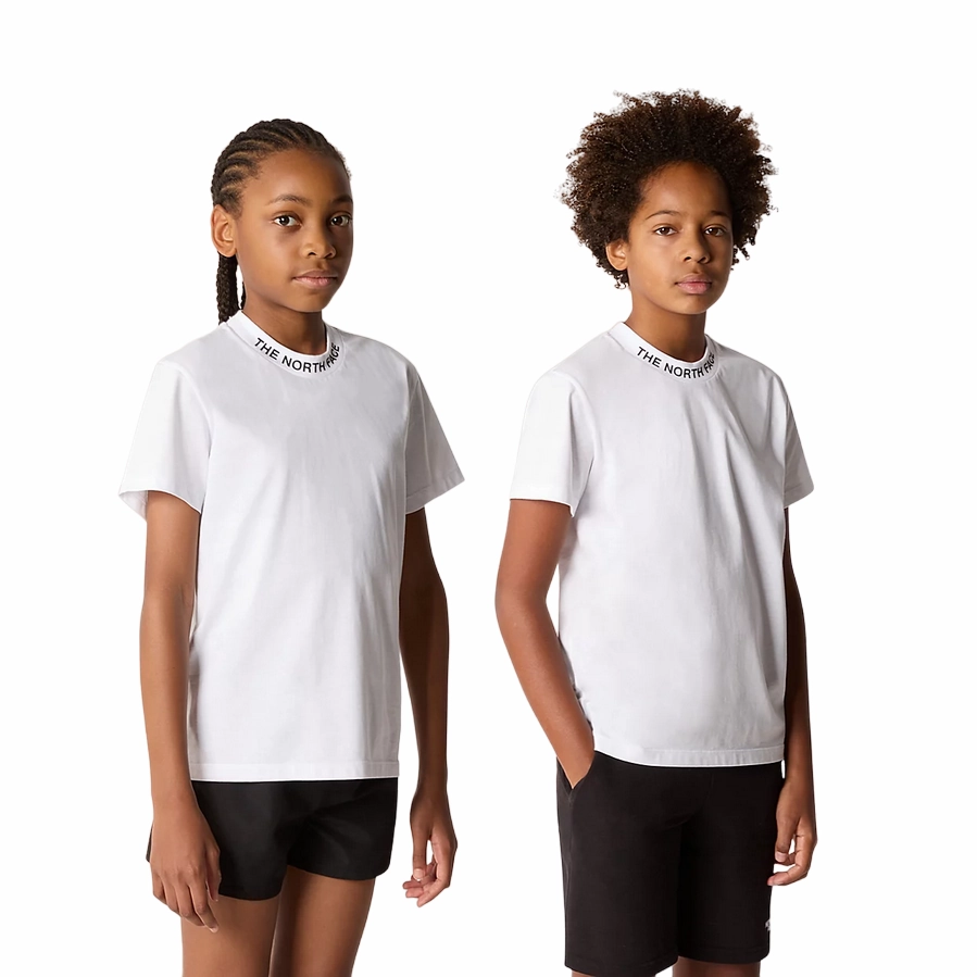 The North Face maglietta manica corta da ragazzi in cotone Zumu NF0A877SFN41 bianco Thermal Regulating Layer Beach relaxation