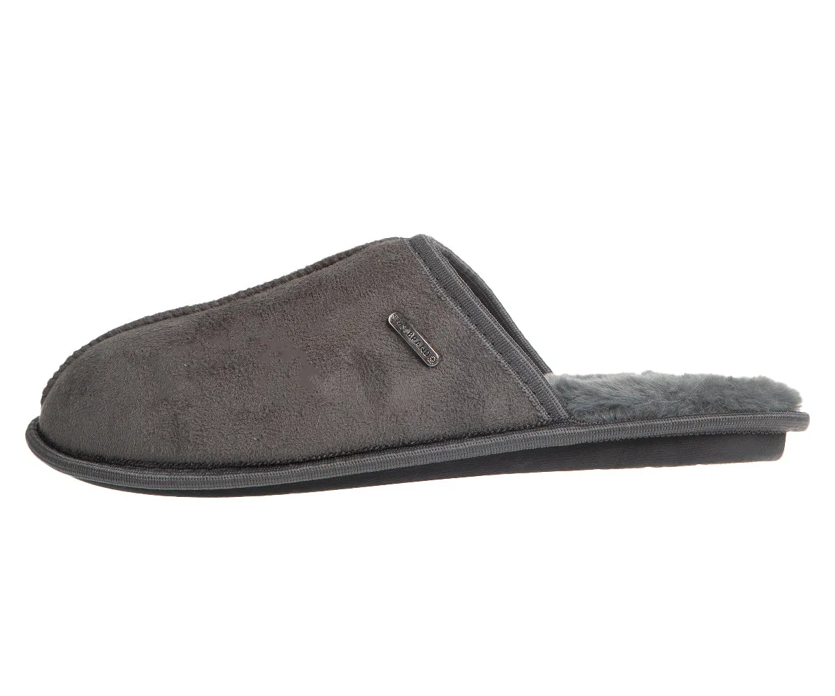 SWISSBRAND Microsuede Fuzzy  House Slippers for Men Indoor Outdoor, Warm Footwear Cozy Mens Slippers