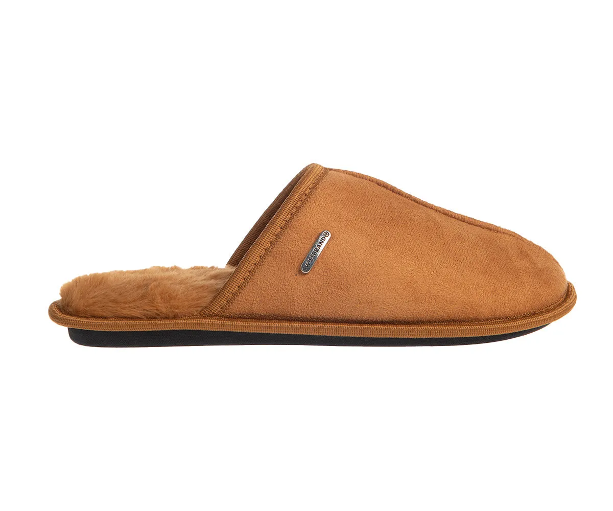 SWISSBRAND Microsuede Fuzzy  House Slippers for Men Indoor Outdoor, Warm Footwear Cozy Mens Slippers