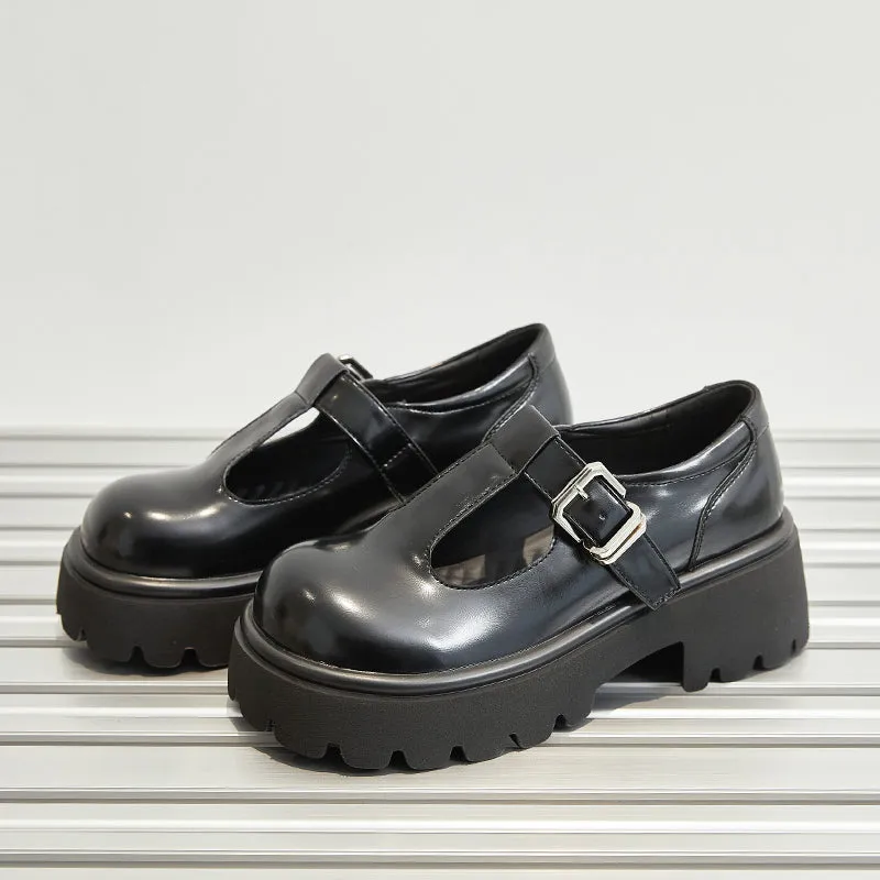 T Strap Platform Mary Jane Shoes for Women Chunky Heel Round Toe