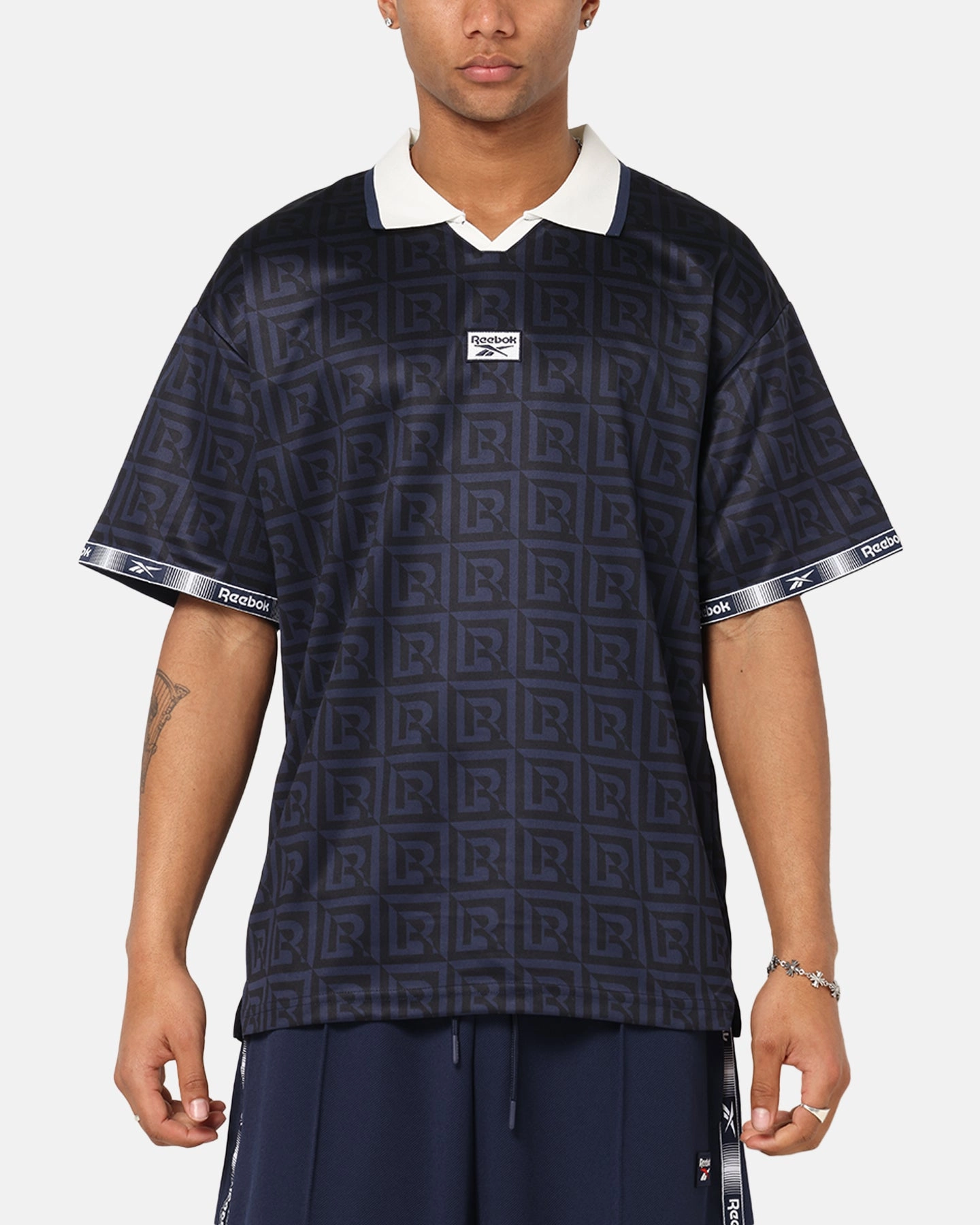 Relaxed Comfort Air Ready Reebok Monogram Football Polo T-Shirt Navy