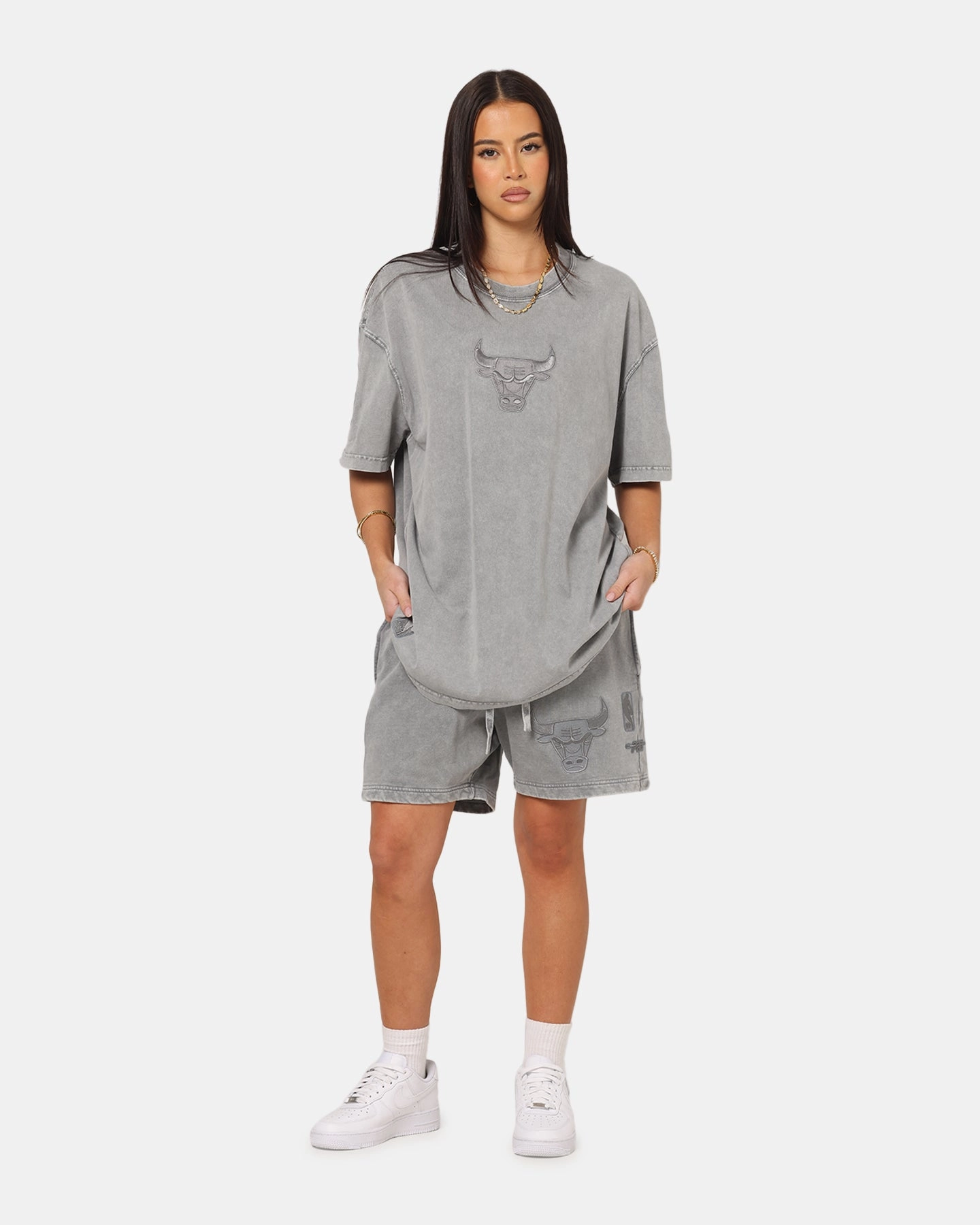 WaterRepellentCoating Pro Standard Chicago Bulls Washed Classic Shorts Washed Grey