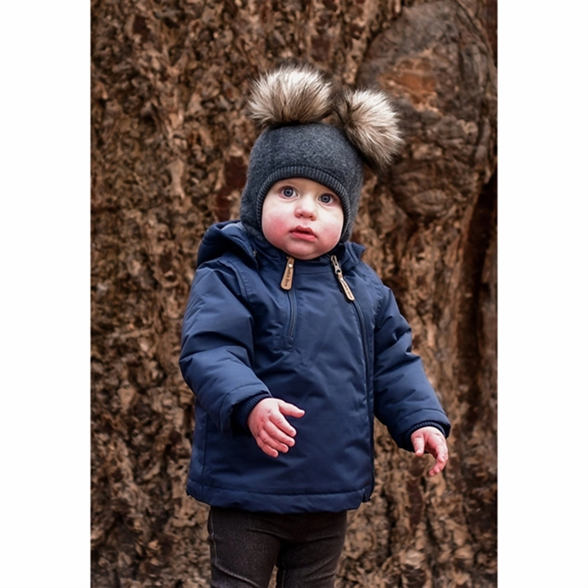 Flat Lock Stitching Weather Proof Mikk-Line Nylon Baby Jacket Blue Nights