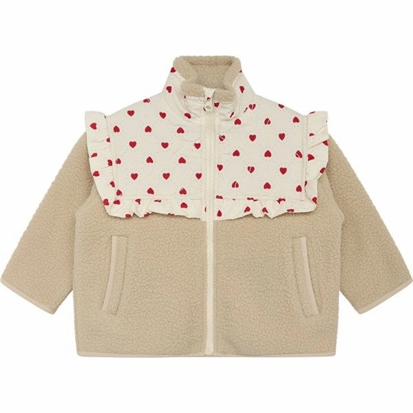 Button Fastenings Casual Chill Look Fl?ss Alva Fleece Jacket Heart Print/Sand