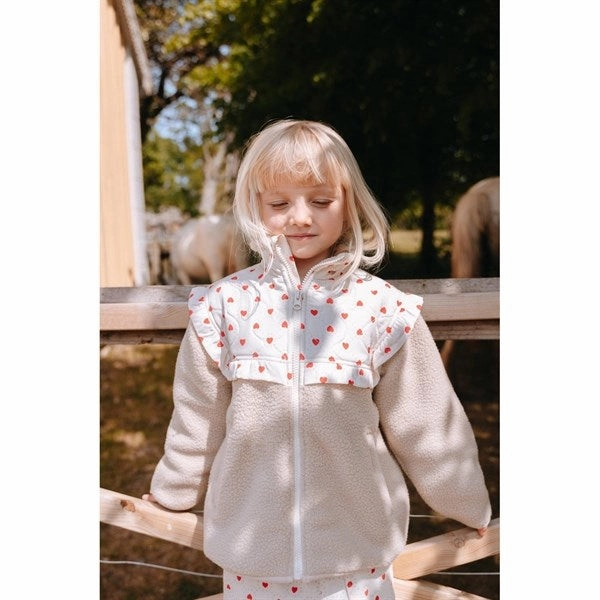 Soft Fleece Lining Hidden Ventilation Fl?ss Alva Fleece Jacket Heart Print/Sand