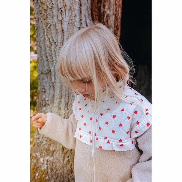 Fl?ss Alva Fleece Jacket Heart Print/Sand Smooth Zipper Glides Ventilation Panels