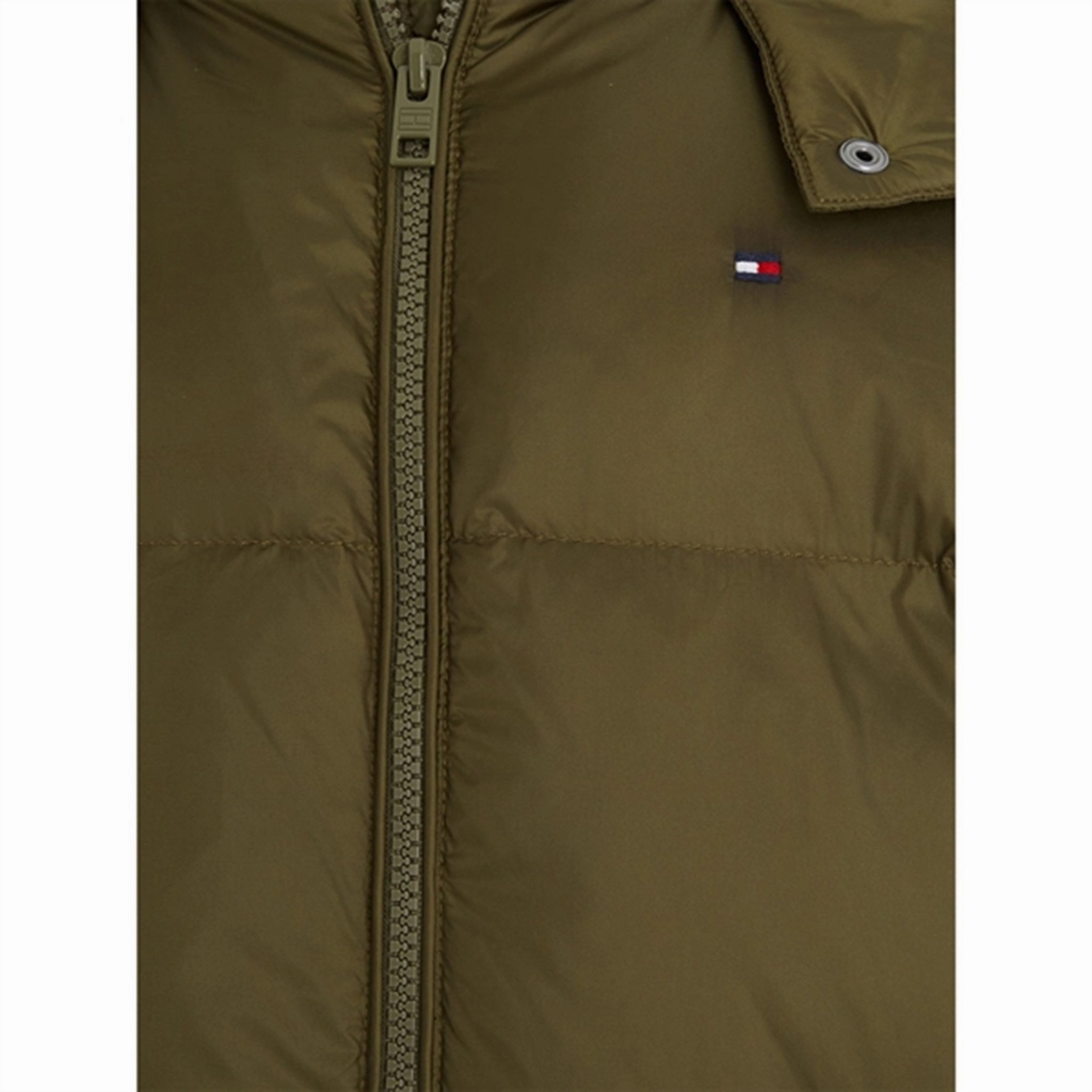 Tommy Hilfiger Mixed Quilted Long Down Jacket Olive Green Adaptive Tension Bands