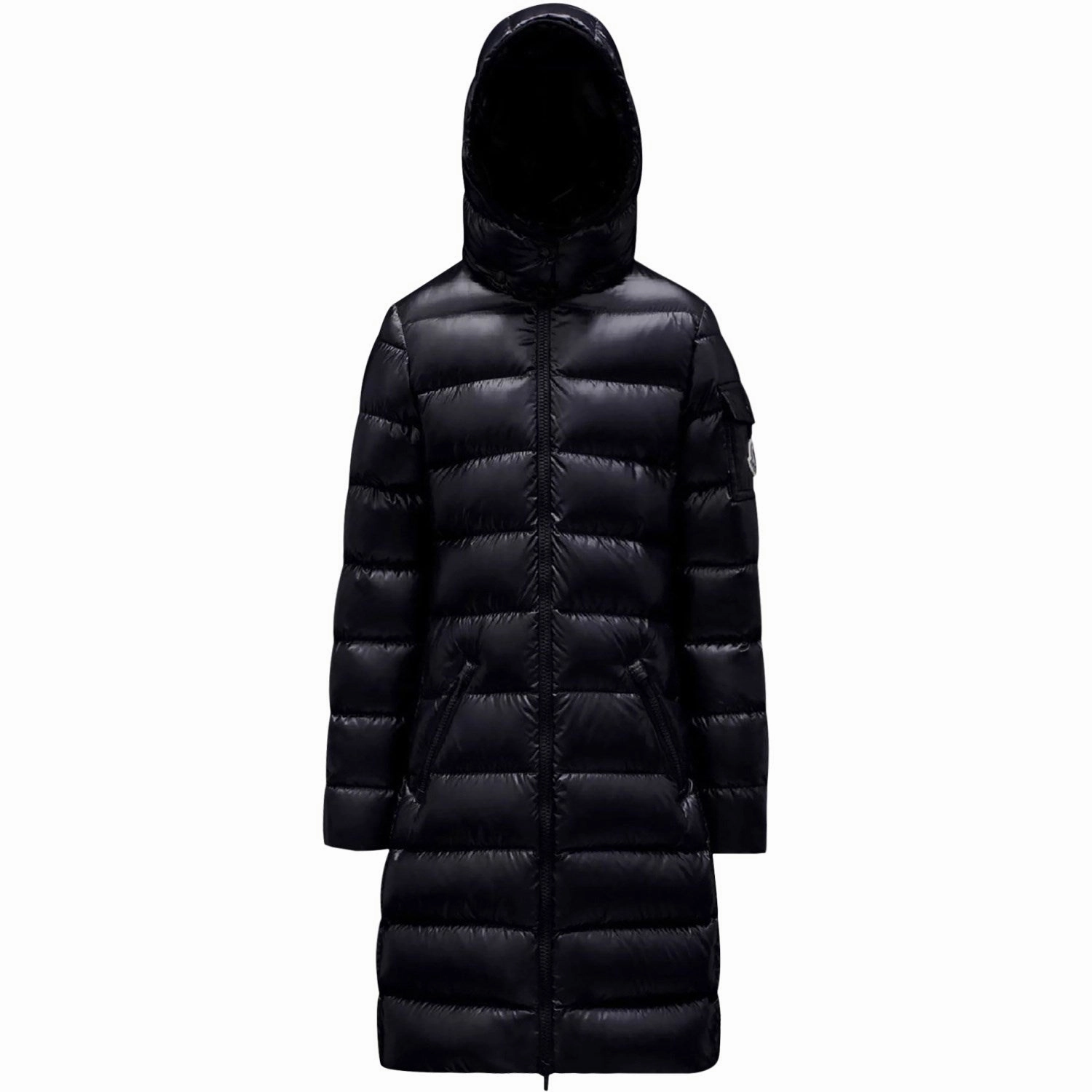 Moncler Navy Moka Long Coat Adjustable Drawstring Waist Quick Dry Fabric Technology