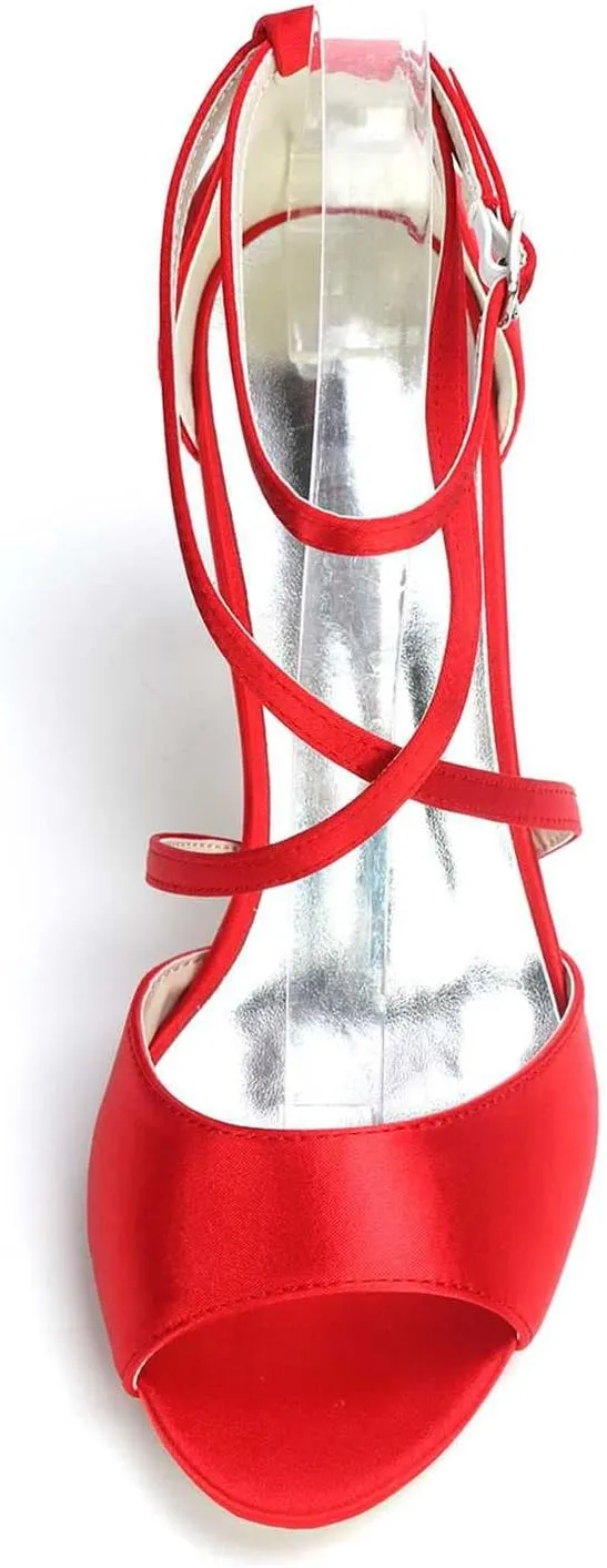TarfiC Stiletto High Heels for Women, Ankle Strap Kitten Heels Buckle Open Open Toe Shoes Heels
