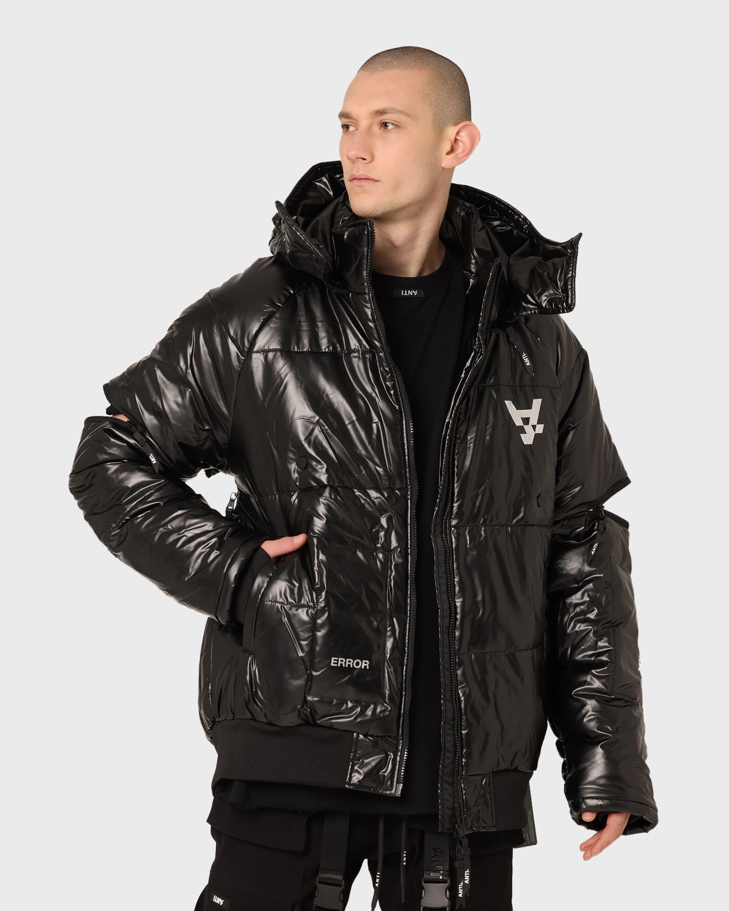 The Anti Order Anti Joy Technical Puffer Jacket Black/Silver Urban Cool suitable for theater performances