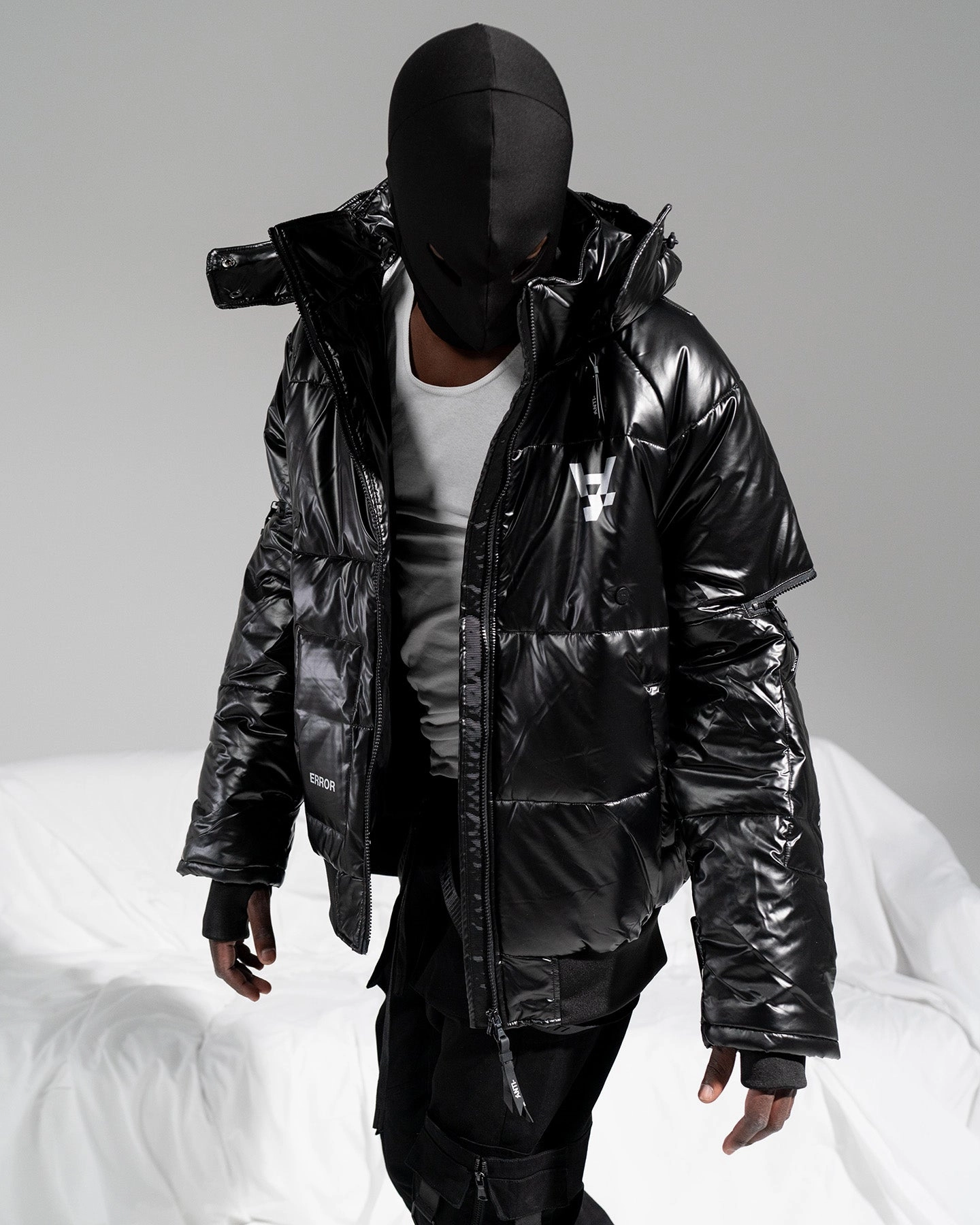 The Anti Order Anti Joy Technical Puffer Jacket Black/Silver popular among adults