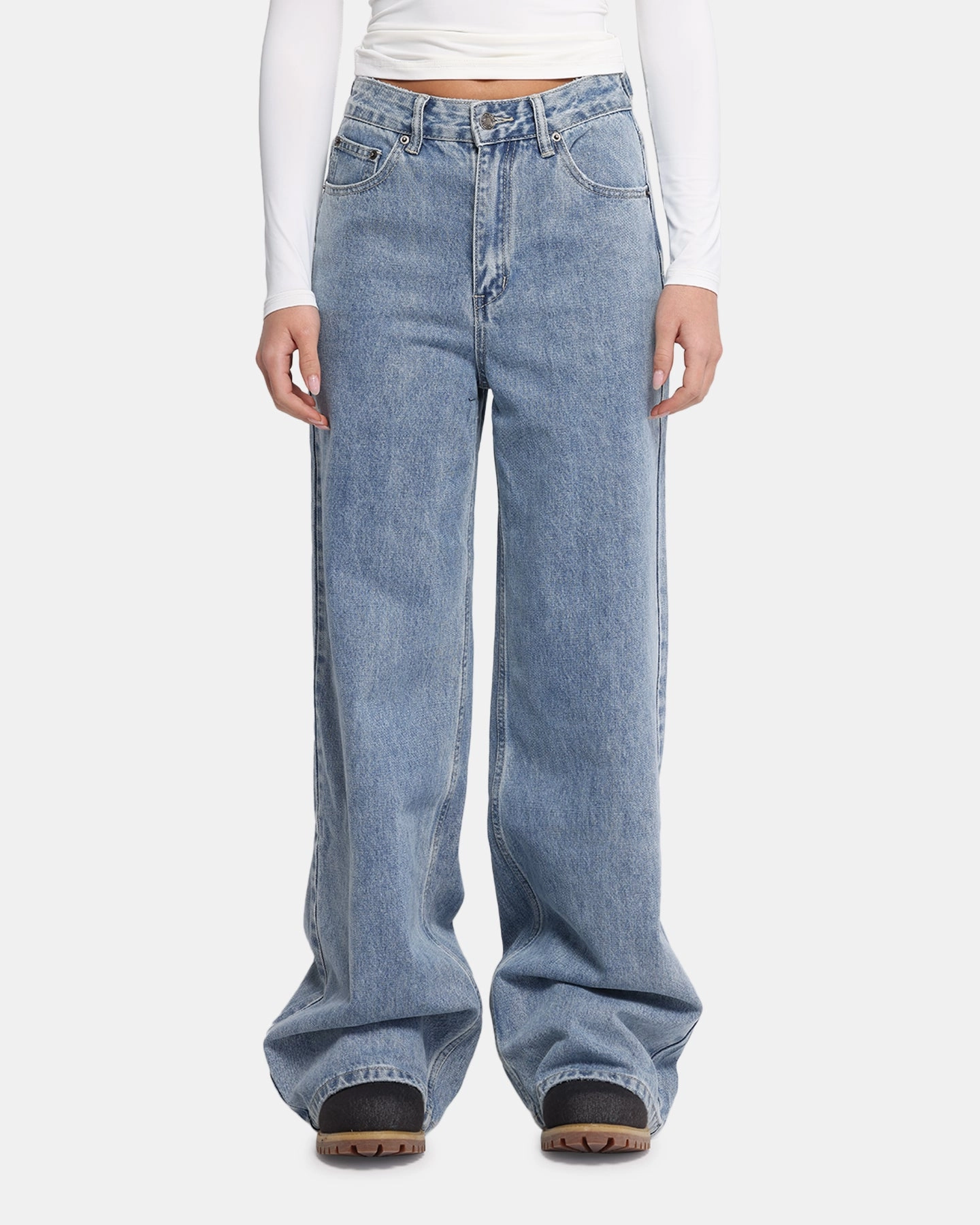 Essential Wear Body-Hugging Fit XXIII Women's Wide Leg Jeans Blue Denim