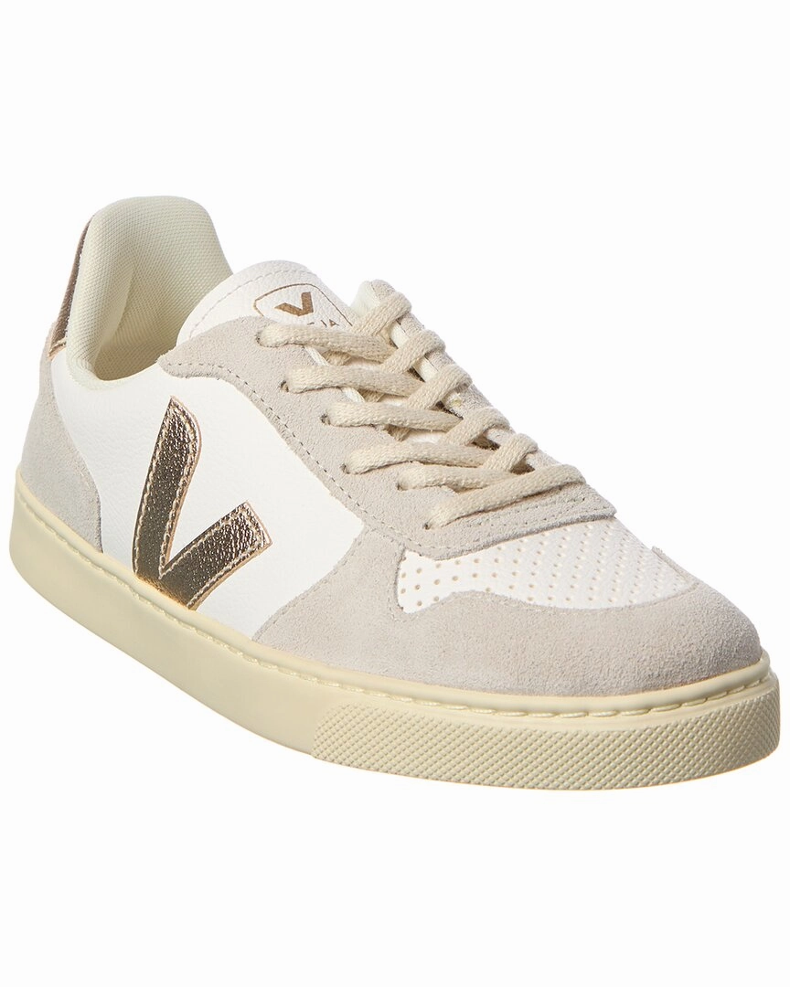 VEJA Small V-10 Laces Chromefree Leather Sneaker Water Resistant Breathable Fashion Accent