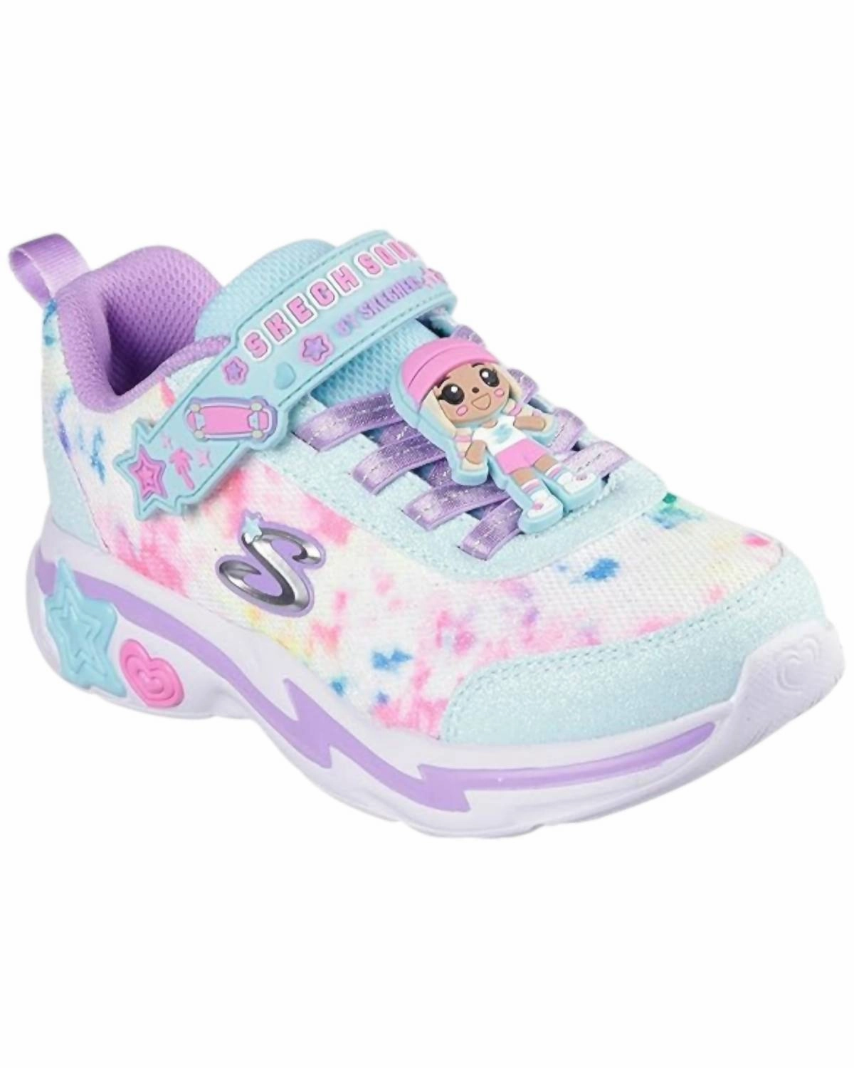 Neutral Stance Support Resilient Touch Girl's Snuggle Skech Squad Sneakers In Mint Multi