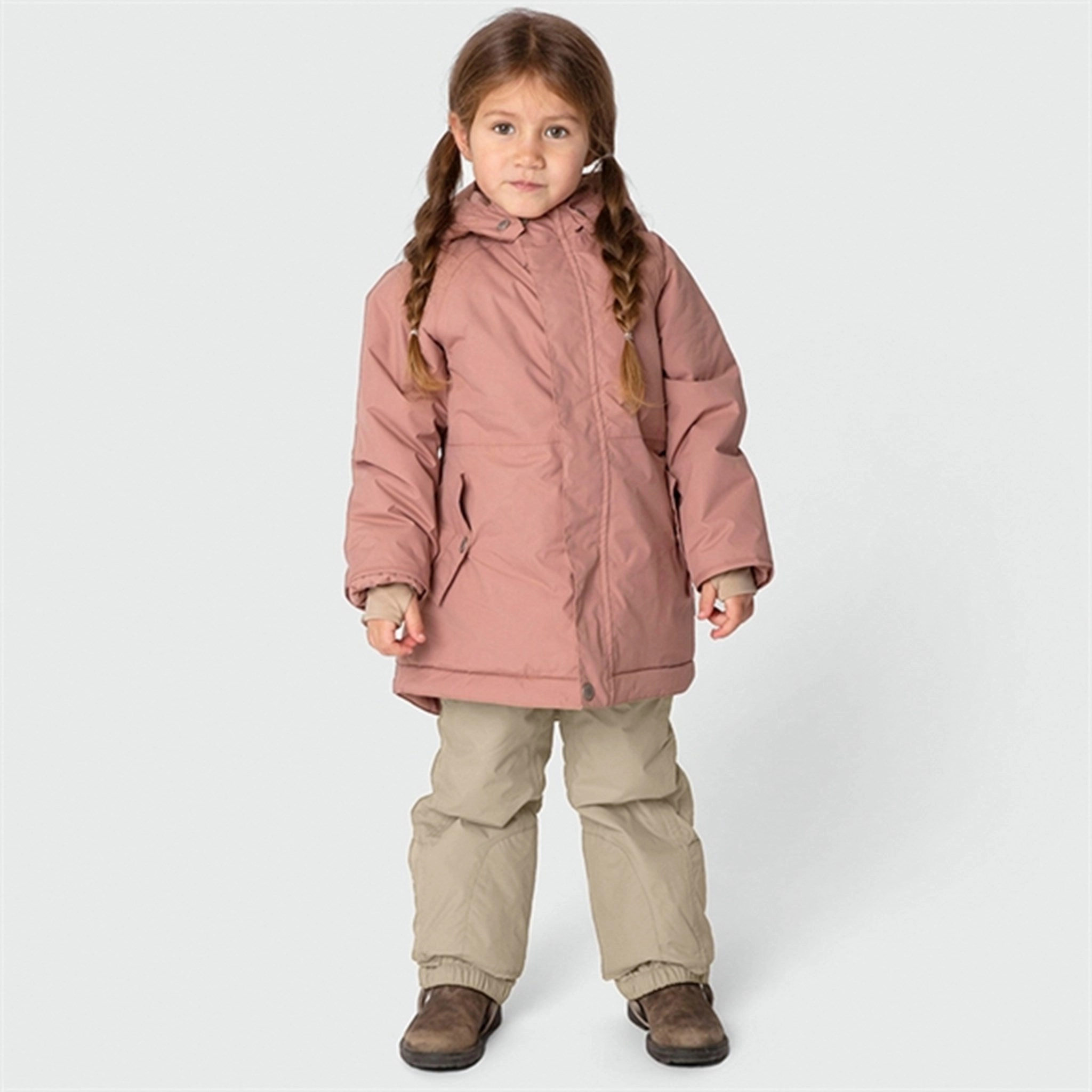 Heat Retention Lining Odor Control Finish MINI A TURE Vikana Fleece Winter Jacket Wood Rose