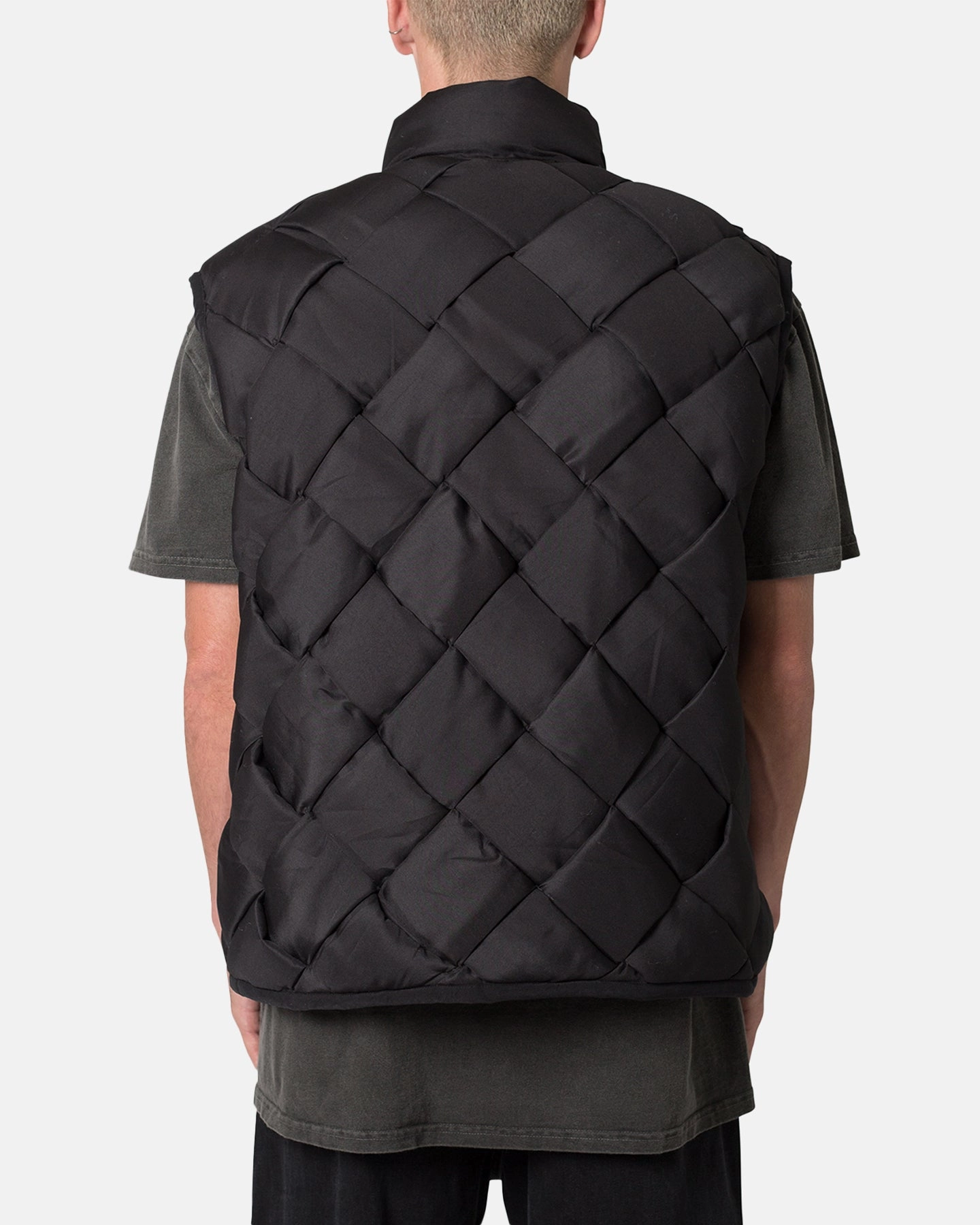 MNML Woven Puffer Vest Black Ergonomic Sleeves Casual