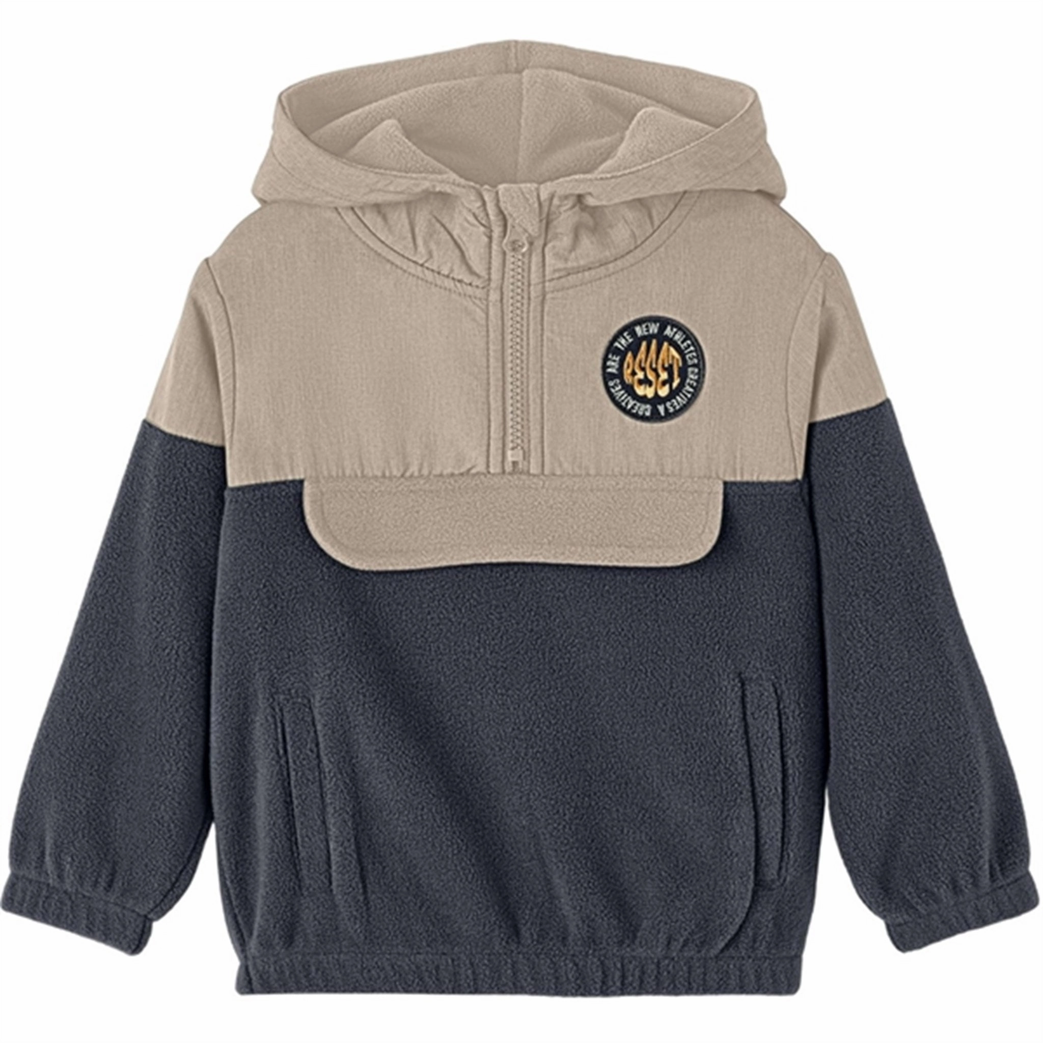 Name it Oxford Tan Orm Fleece Anorak Two Way Zipper Comfort Focused Design
