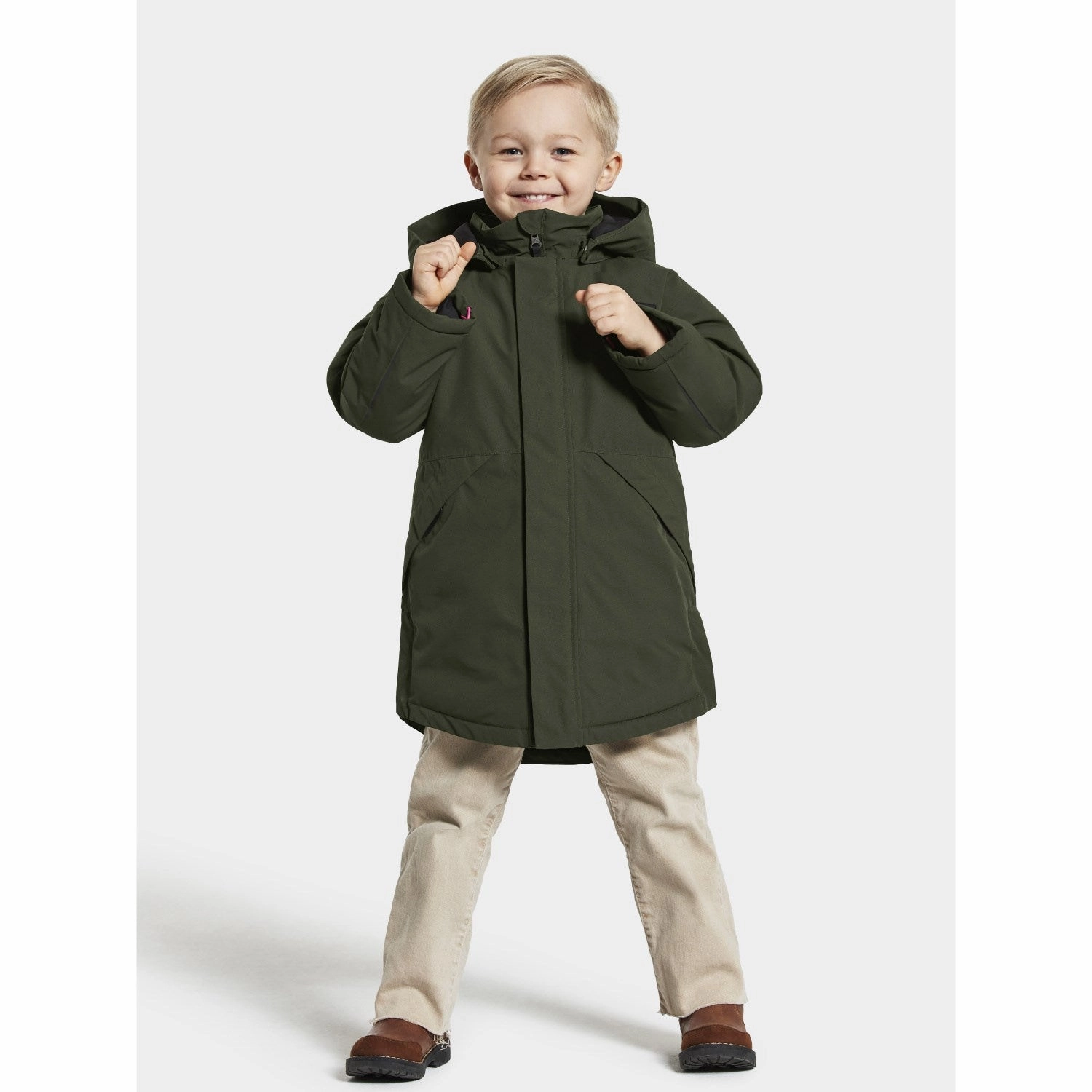 Didriksons Deep Green Timon Kids Parka Compression Panels All Season