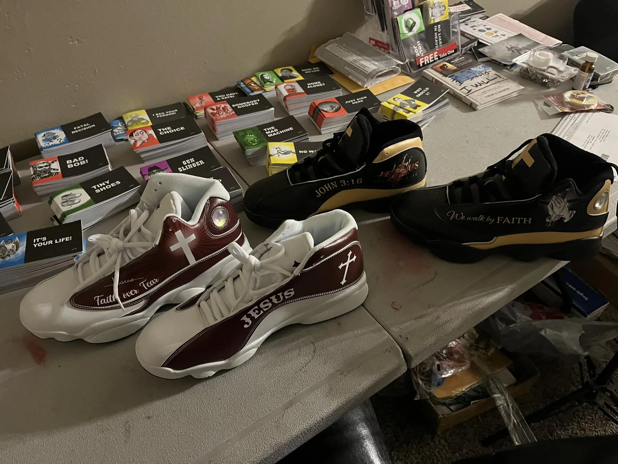 Teesdily | Custom Jesus Walk By Faith Shoes, Christian Basketball Shoes For Men Women, Christ Faith Religious Running Shoes, Gift For Jesus Lovers