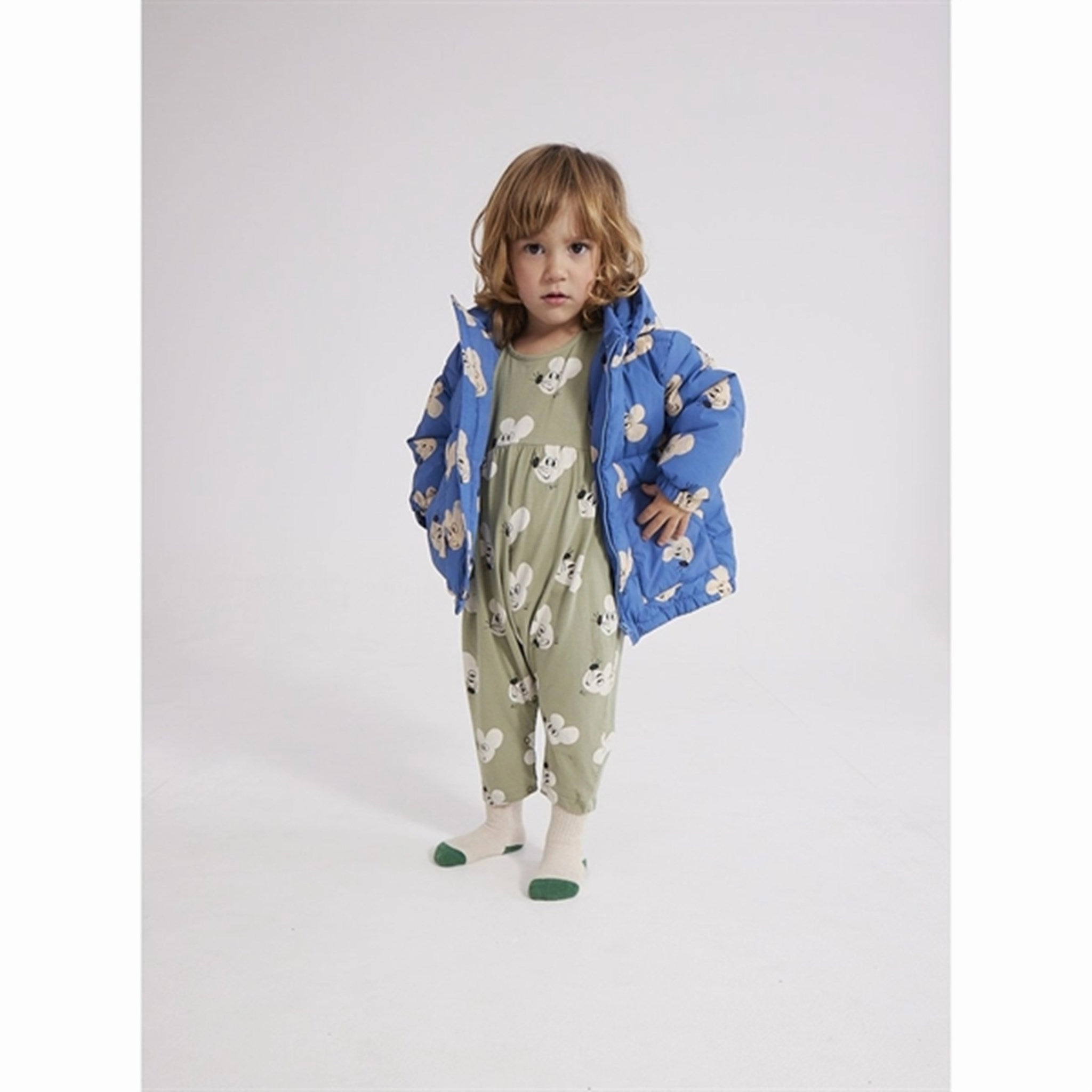 Bobo Choses Blue Mouse Hooded Jacket AOP Ultra Soft Brushed Interior