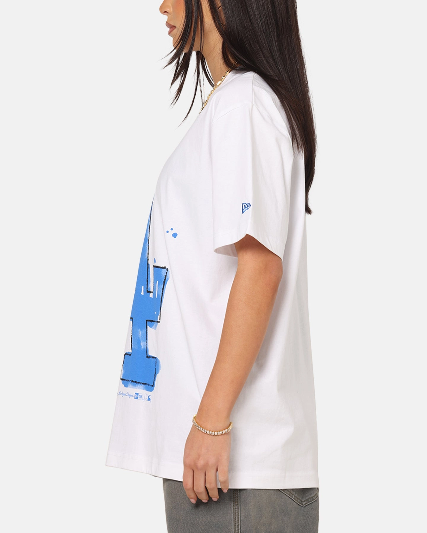 Unisex Core New Era Los Angeles Dodgers Oversized Paint T-Shirt White