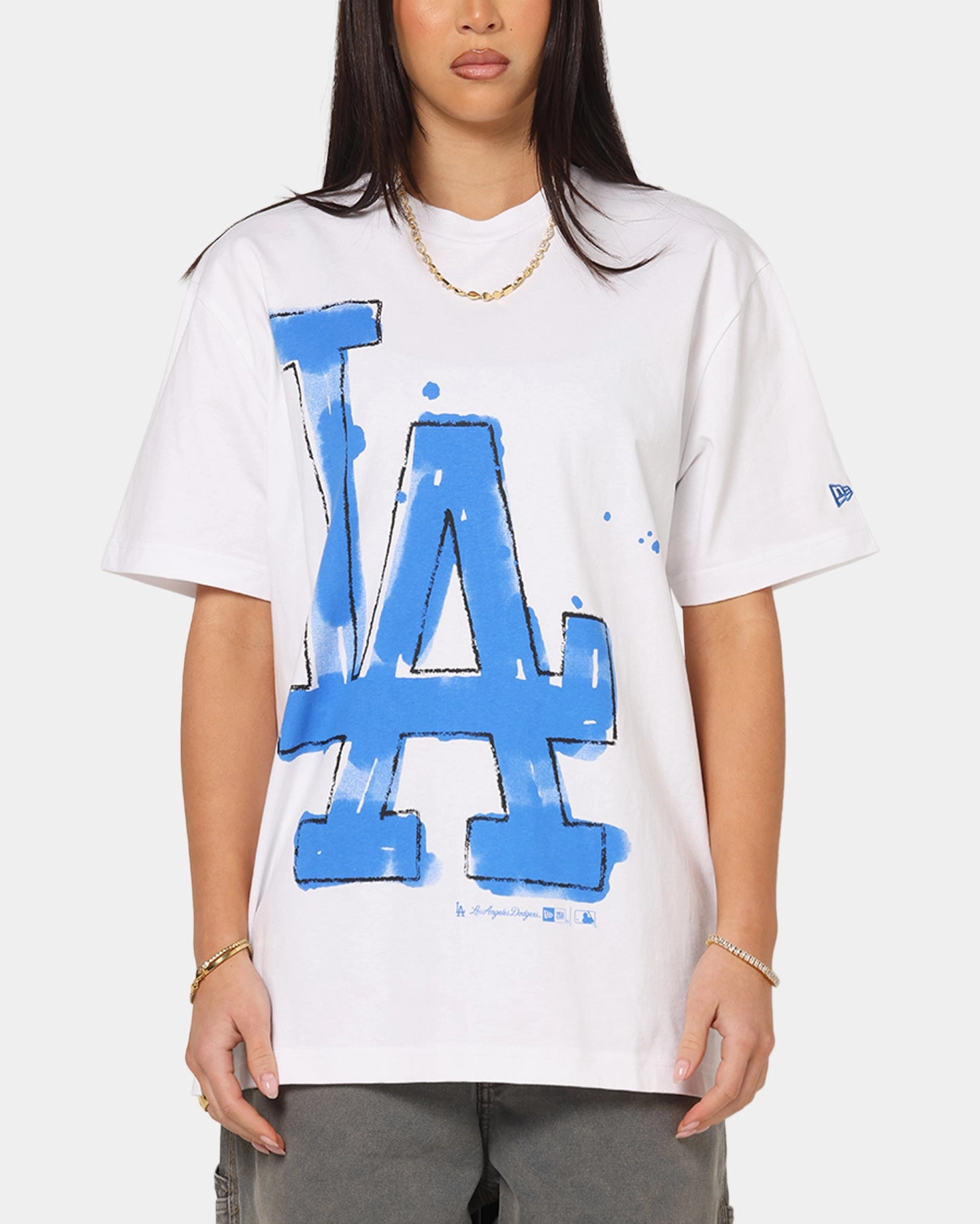 All-Season Comfort New Era Los Angeles Dodgers Oversized Paint T-Shirt White