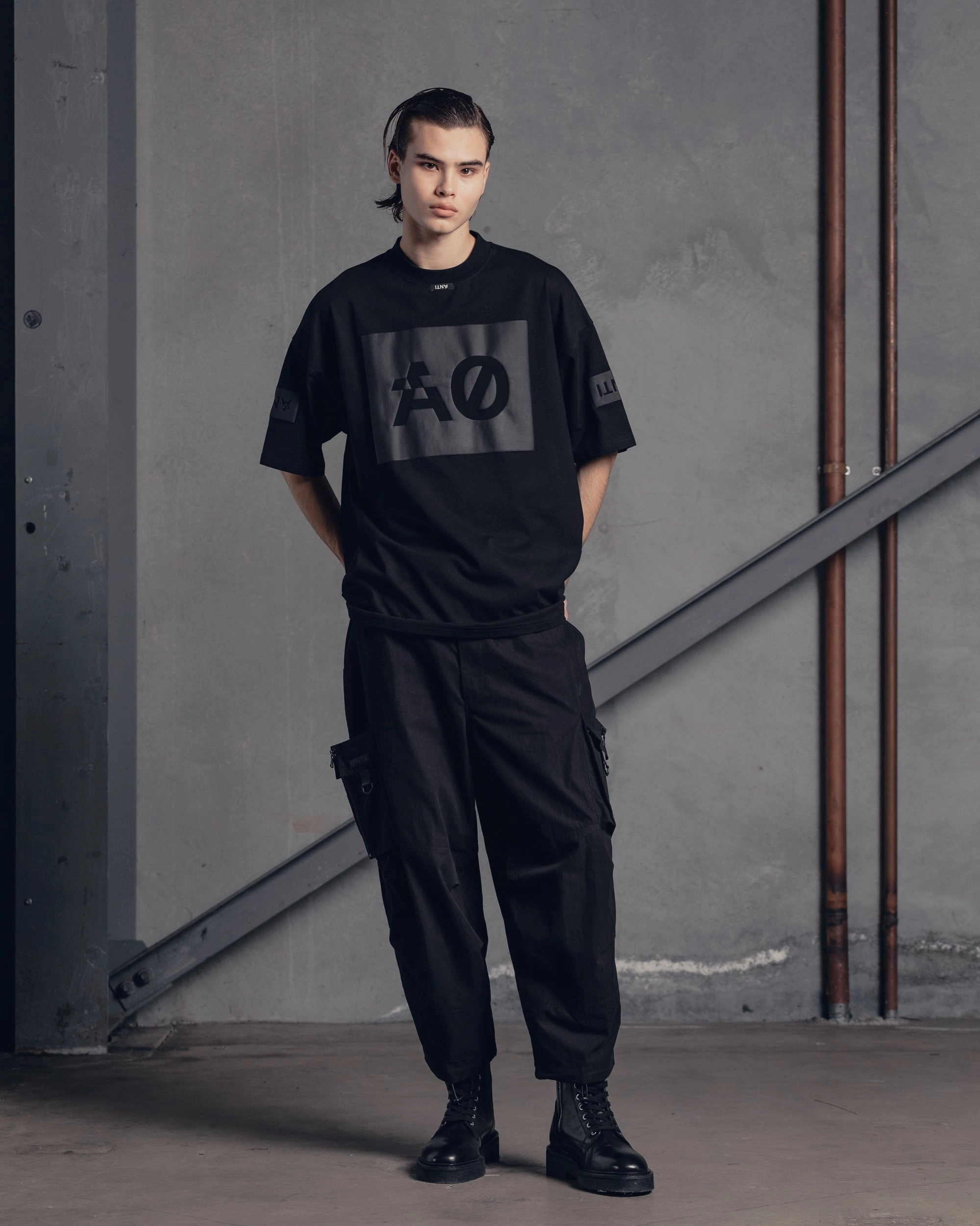 Durable Ribbed Hem The Anti Order Oversized Box T-Shirt Black/Black
