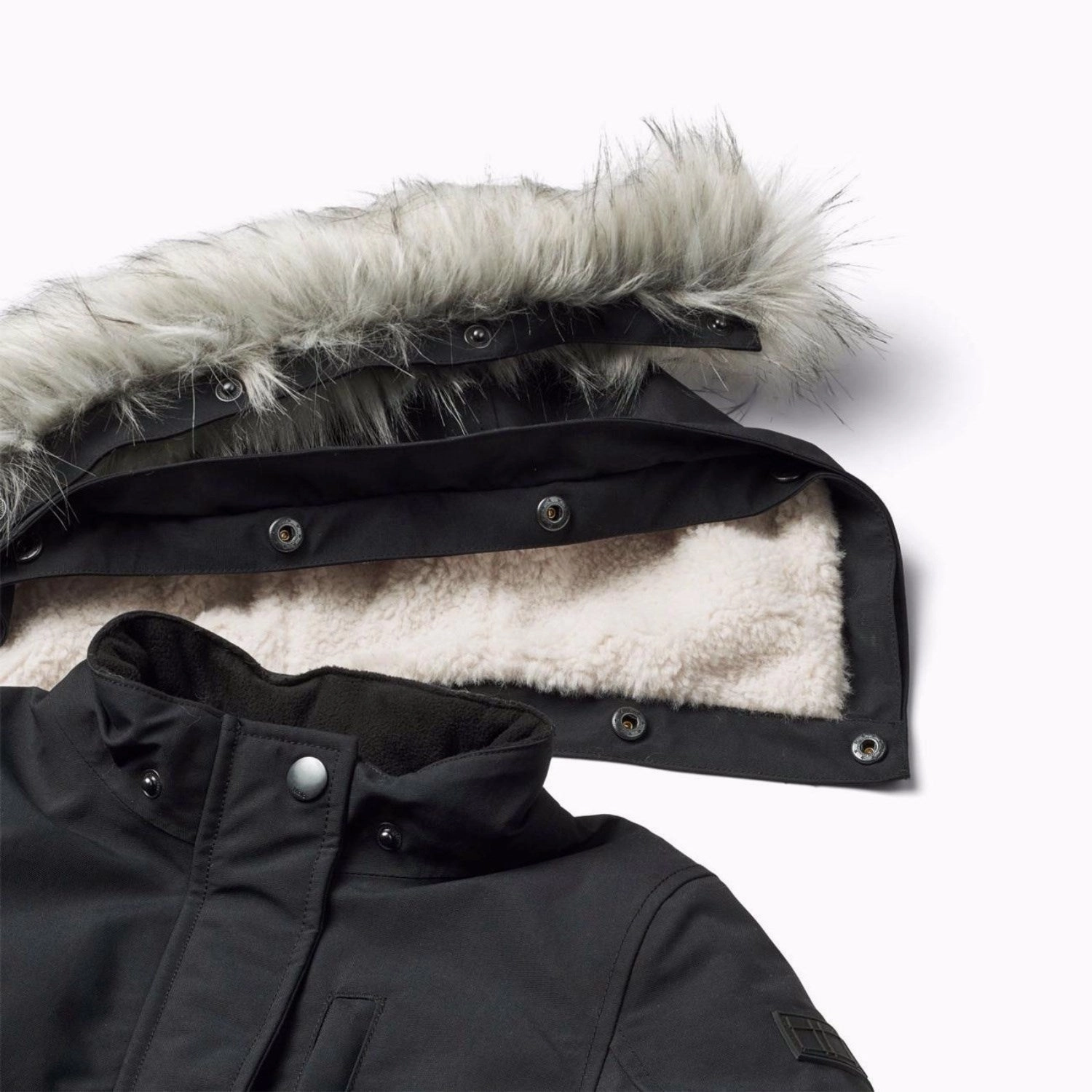 Molo Black Peace Jacket Lightweight Warmth Core Elastic Hem Adjustment