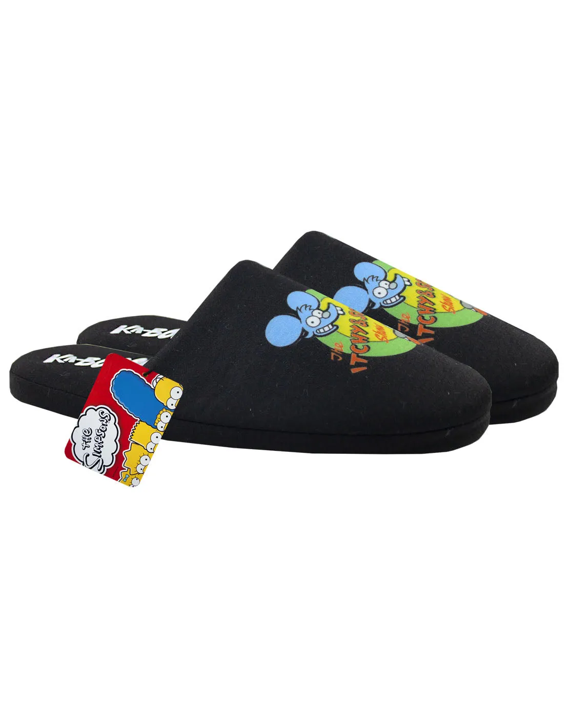 The Simpsons Itchy and Scratchy Show Men's Black Logo Slippers