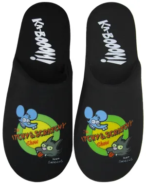 The Simpsons Itchy and Scratchy Show Men's Black Logo Slippers