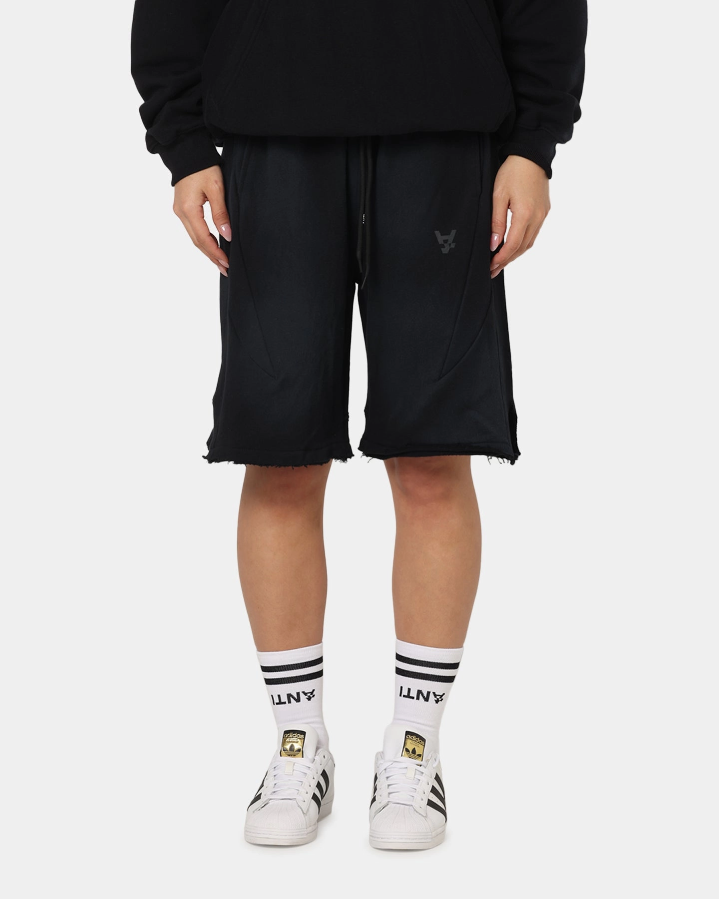The Anti Order Apocalypse Sweat Shorts Sunfade Black Stretchable Fabric