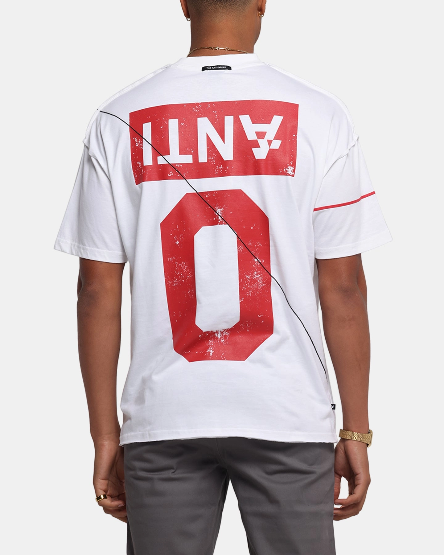 The Anti Order Azero Non Seam Oversized T-Shirt White/Red Effortless Layer Casual Must-Have