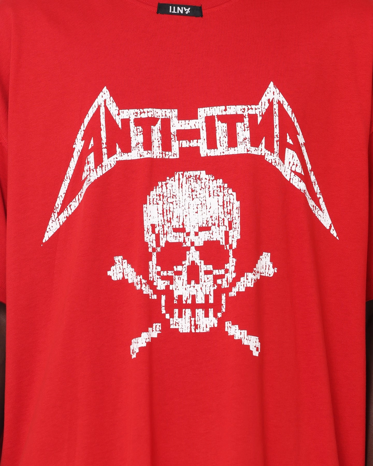 Fade Resistant Print Fun Style The Anti Order Death Metal Oversized T-Shirt Red/White