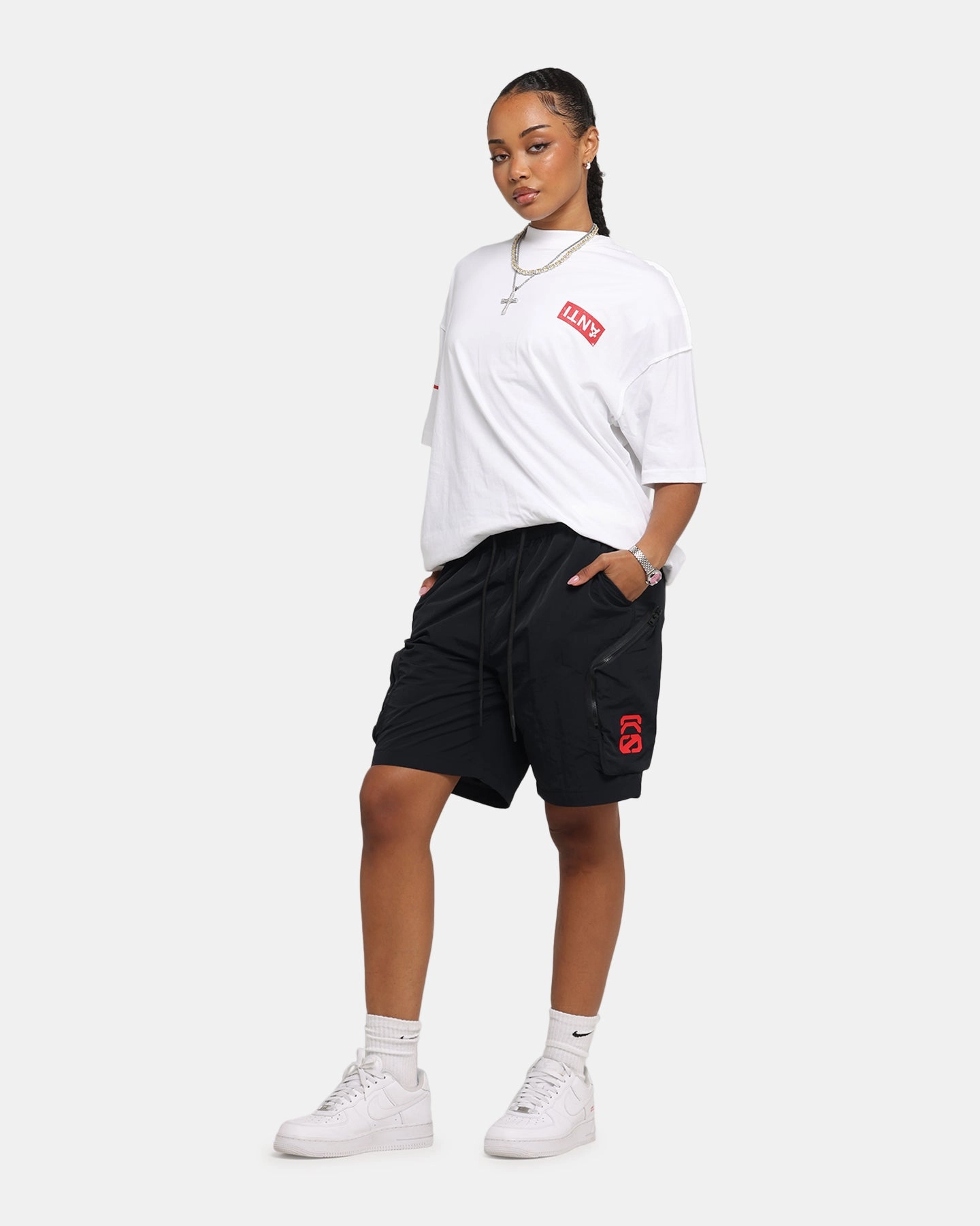 Classic Style Urban Cool The Anti Order Faction Technical Shorts Black/Red