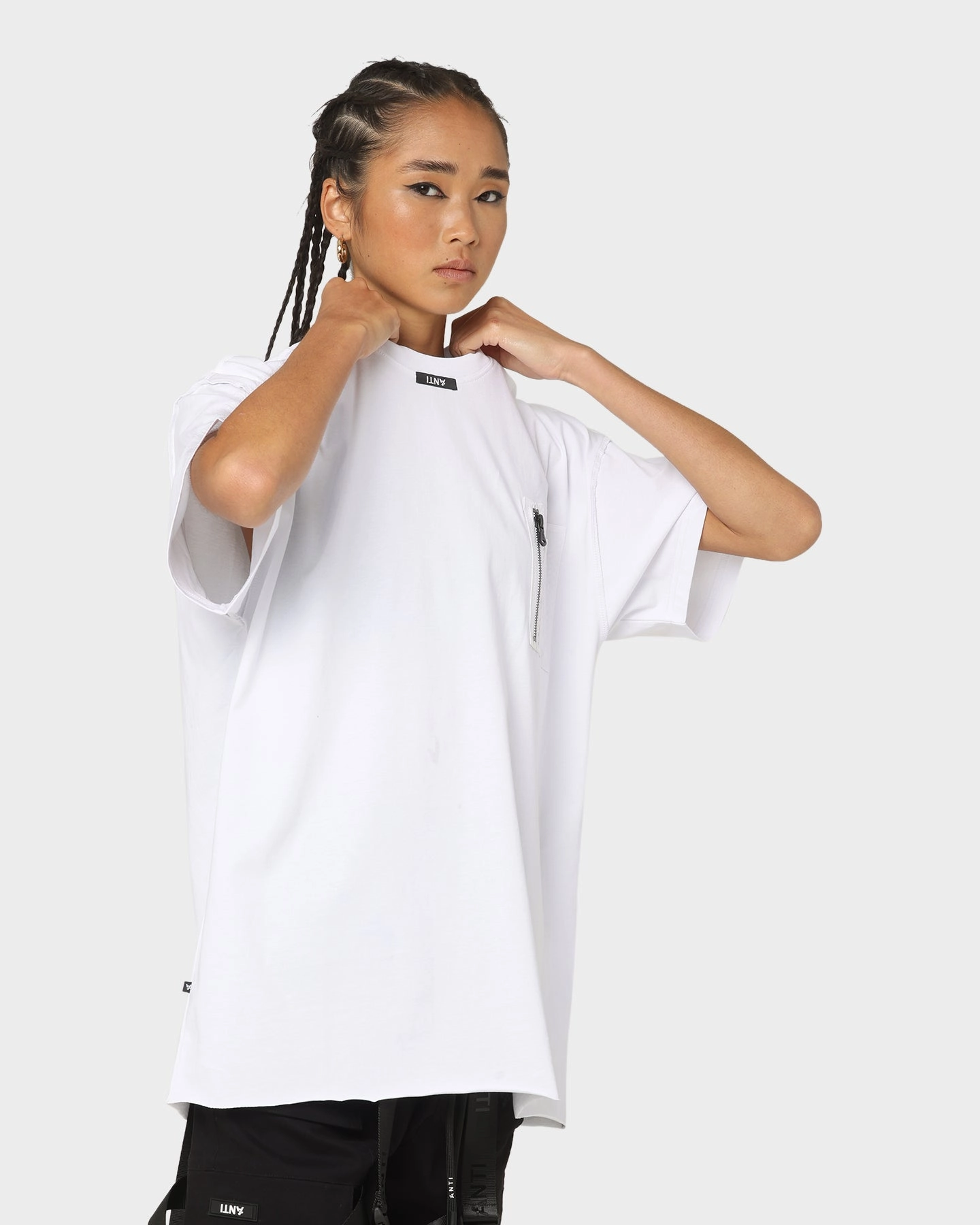 The Anti Order Non-Tactical Oversized T-Shirt White DropShoulderDesign Functional Wear