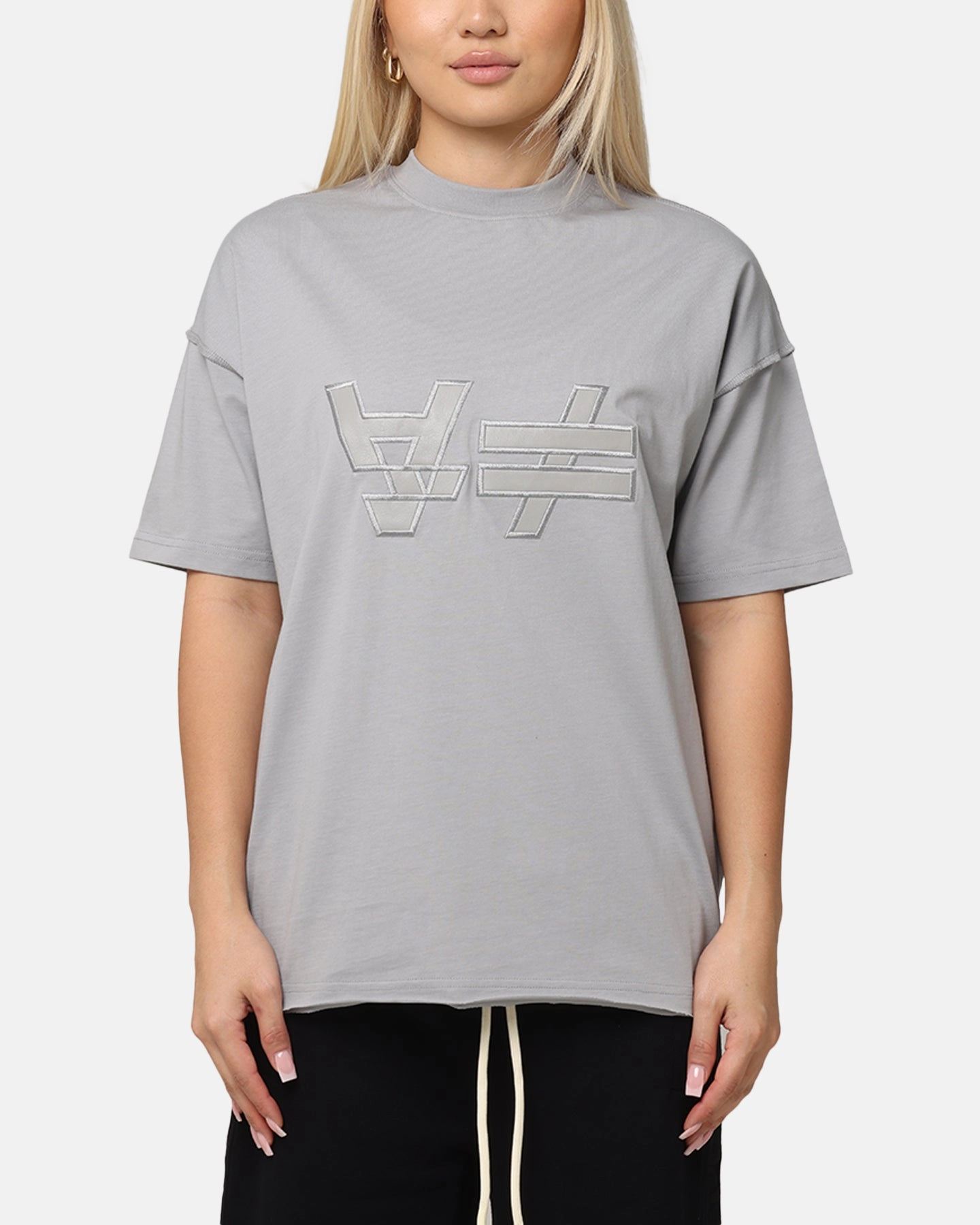 The Anti Order Symbolism Non Seam Oversized T-Shirt Gray Comfortable And Versatile School spirit