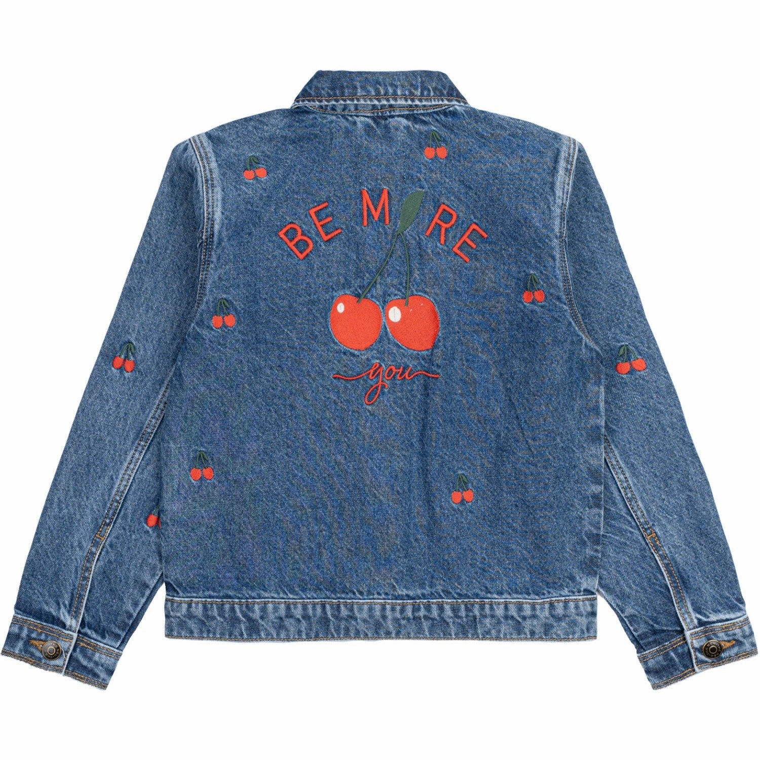 The New Medium Blue Denim EMB Natalia Denim Jacket Ergonomic Cut