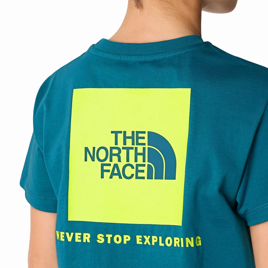 The North Face maglietta manica corta da ragazzo Redbox NF0A87T5YAO blu muschio giallo limone Comfy Pieces