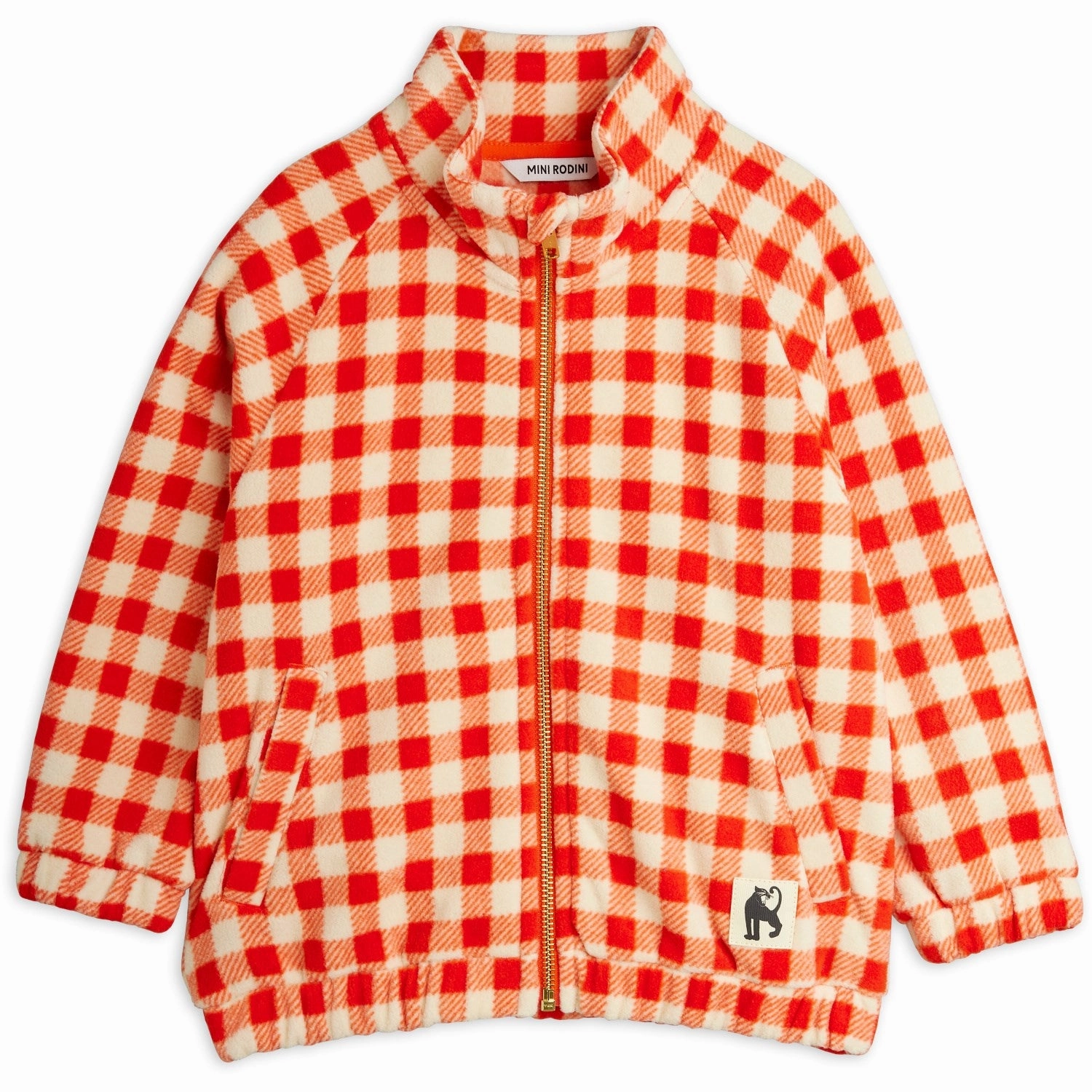 Zipper Guard Weatherproofing Mini Rodini Red Gingham AOP Fleece Jacket