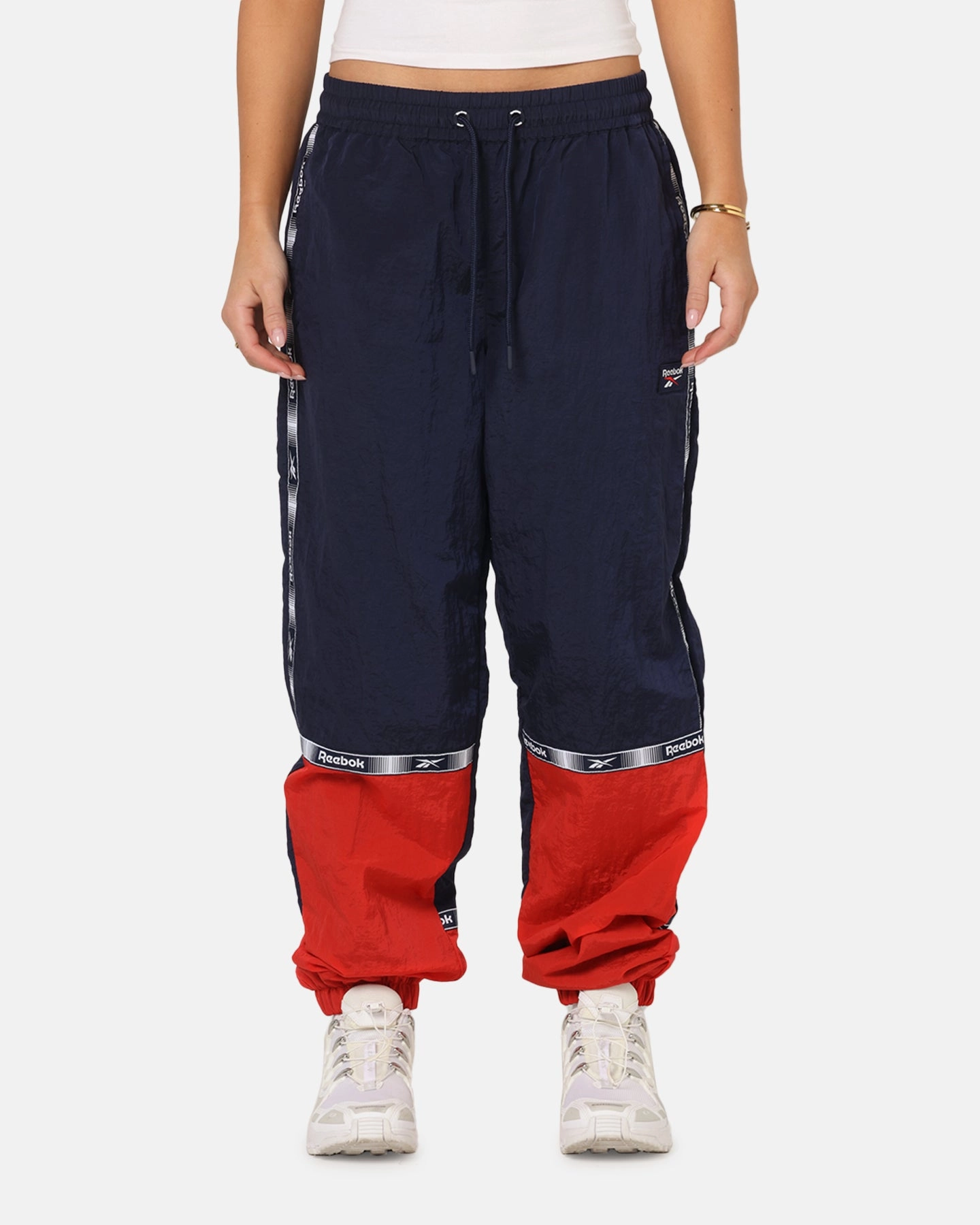 Reebok Colour Block Joggers Navy/Red Durable Comfort Easy Stretch Fit