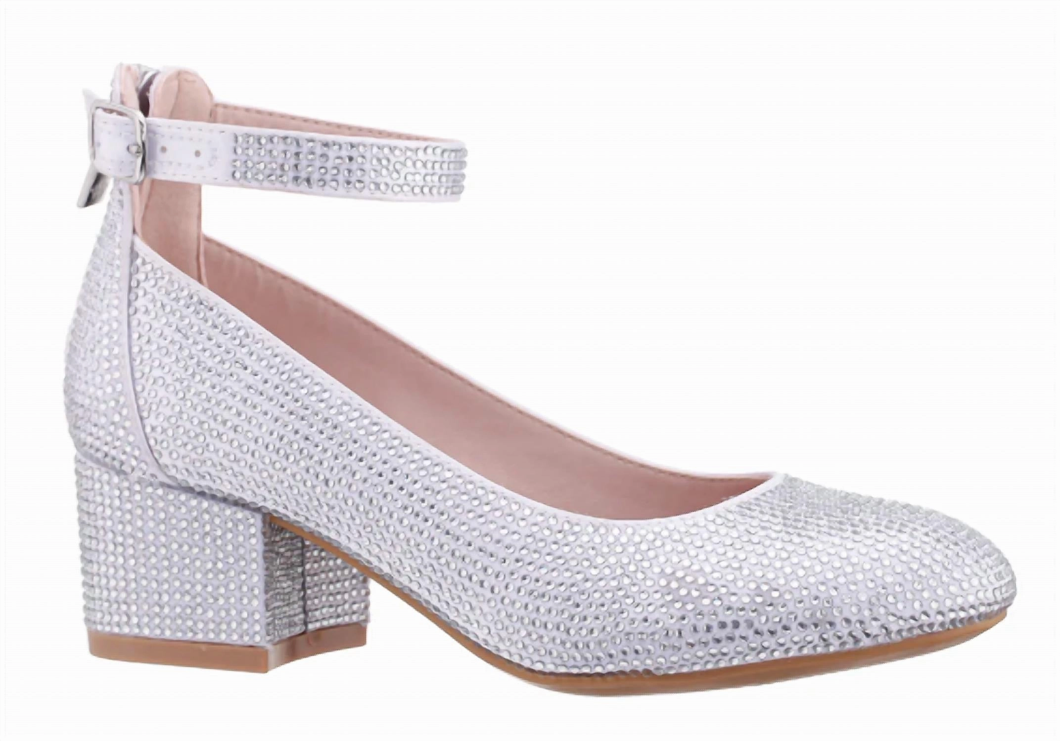 Hyper Elastic Platform Kid's Lennie Heels In White Shimmer