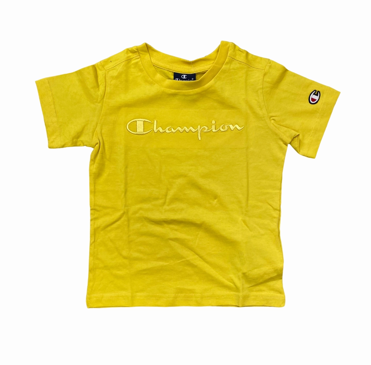 Champion maglietta manica corta in cotone da ragazzo 306777 YS128 giallo Travel Ready