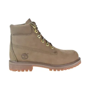 Timberland Premium 6 Inch Waterproof Boot Big kids' Shoes Dark Beige Nubuck