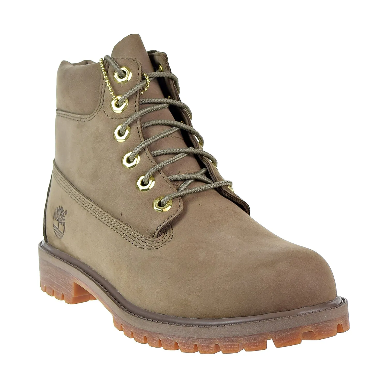 Timberland Premium 6 Inch Waterproof Boot Big kids' Shoes Dark Beige Nubuck