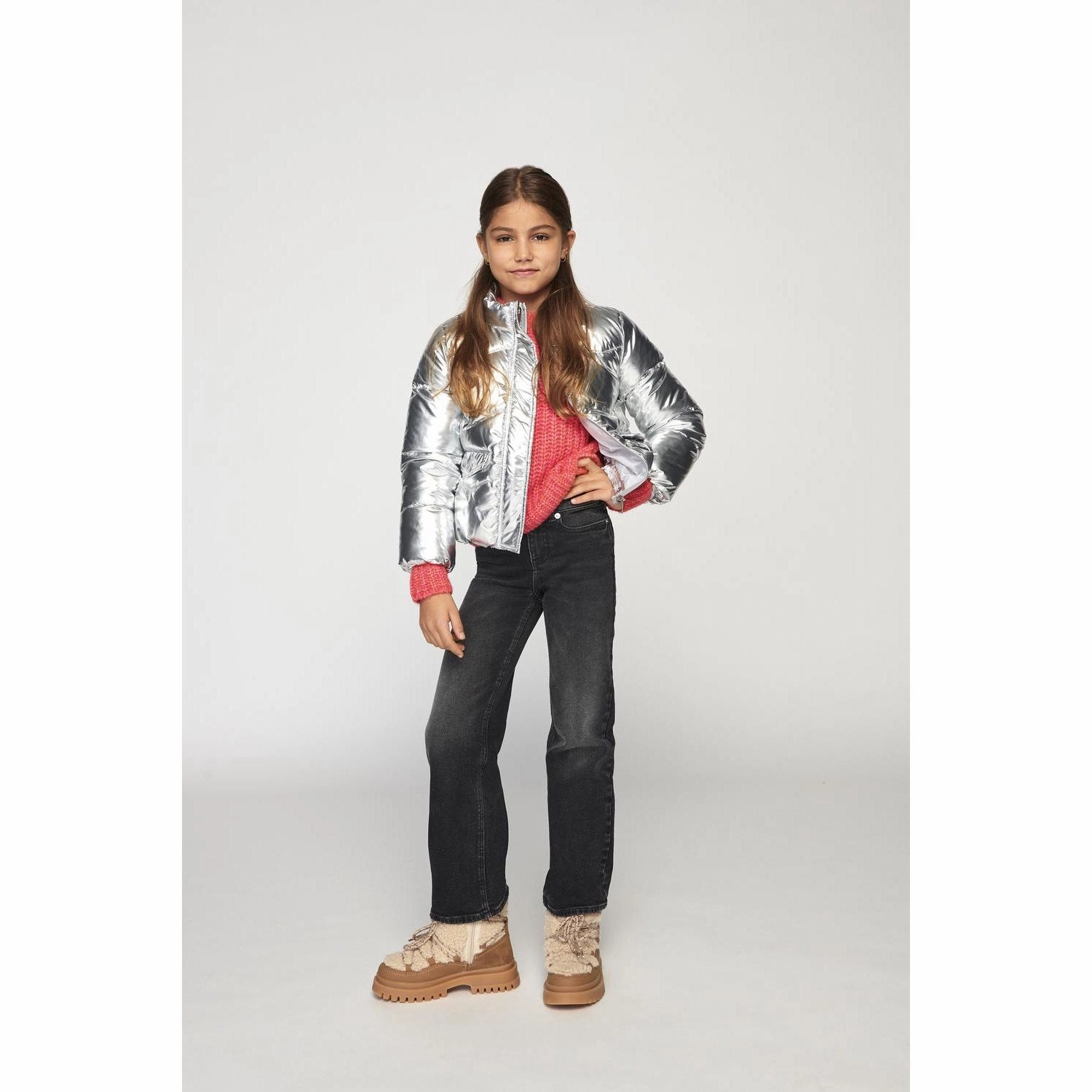 kids ONLY Silver Pearl Puffer Jacket Anti Static Interior Heavyweight Warmth