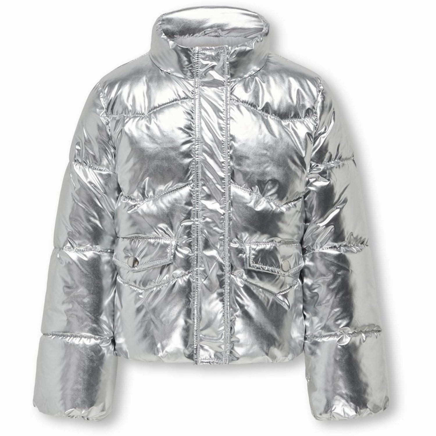 kids ONLY Silver Pearl Puffer Jacket Seamless Stitching Eco Friendly Production