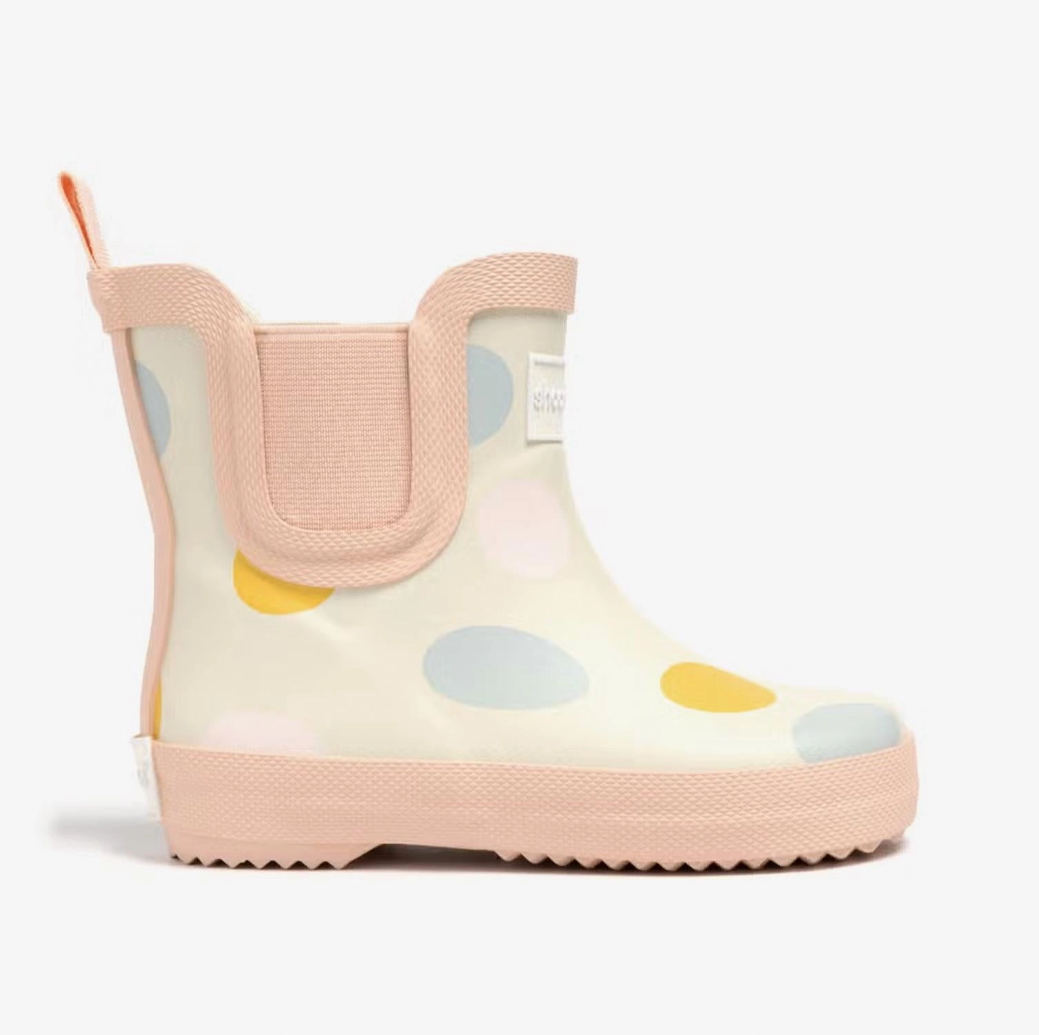 Adaptive Fit Collar PhylonMidsole Girl's Rainboots In Cream Gobble Dots