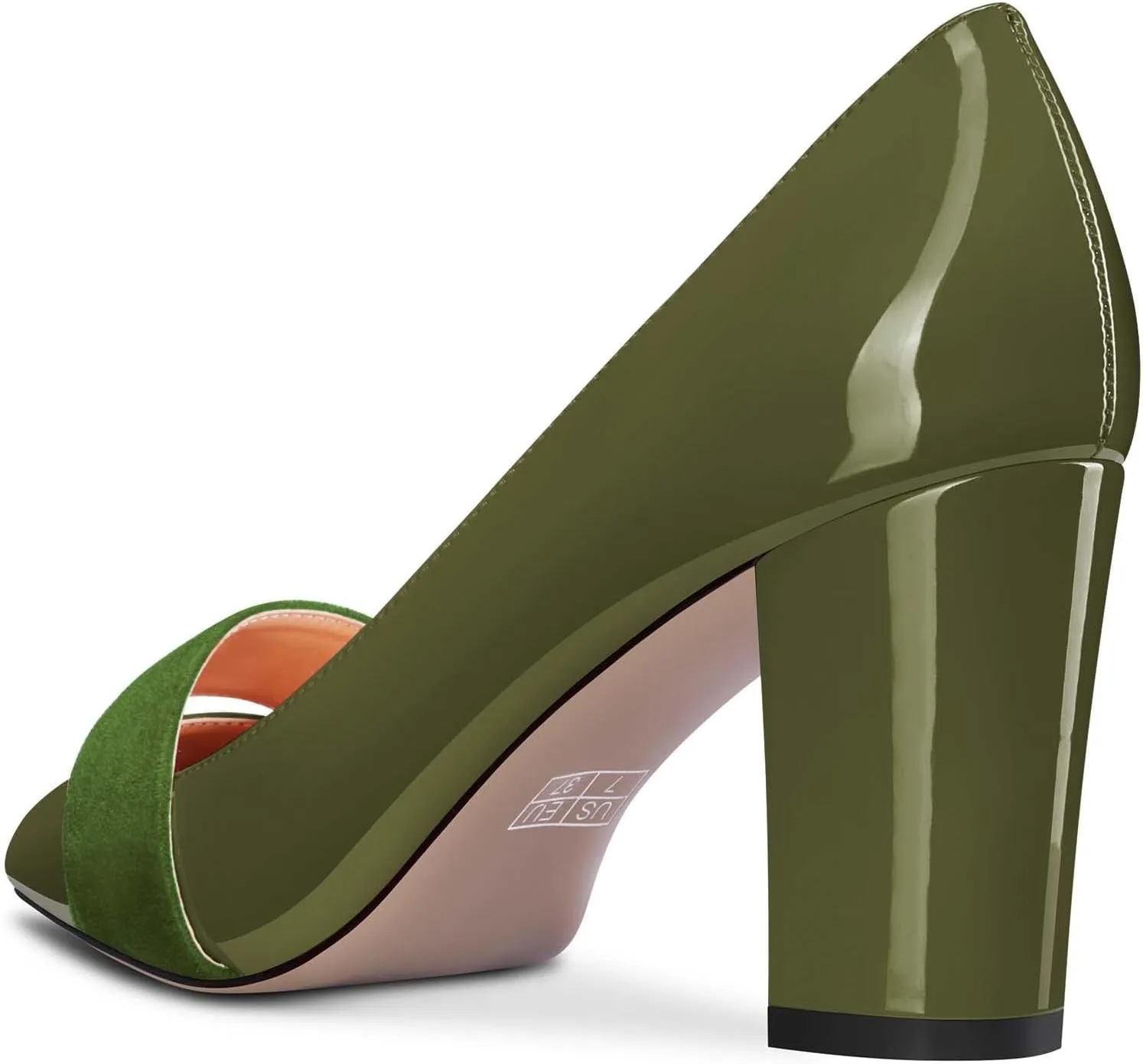 TNYNFBEB Women Chunky Block Mid Heel Close Pointed Toe Pumps Slip-on Patchwork Party Wedding Basic Classic 3.2 Inches Heels