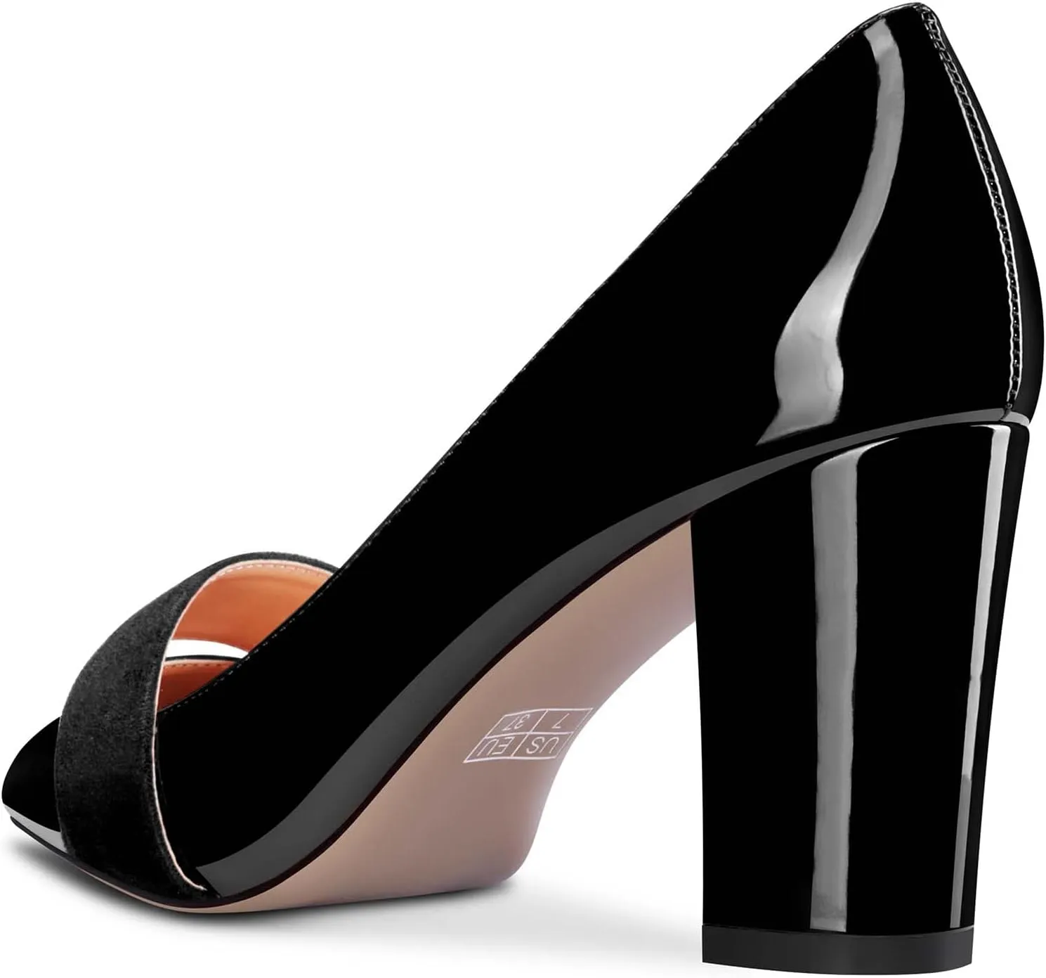 TNYNFBEB Women Chunky Block Mid Heel Close Pointed Toe Pumps Slip-on Patchwork Party Wedding Basic Classic 3.2 Inches Heels