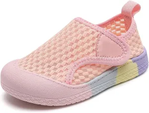Toddler Girl Boys Shoes Kids Sneakers Mesh Toddler Tennis Shoes Flexible Toddler Walking Shoes Breathable - 1 Big Kid(0825 Pink)